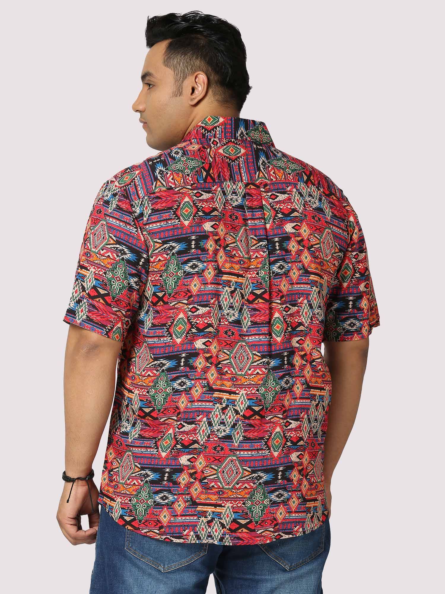 Electro Digital Printed Half Shirt Men's Plus Size - Guniaa Fashions