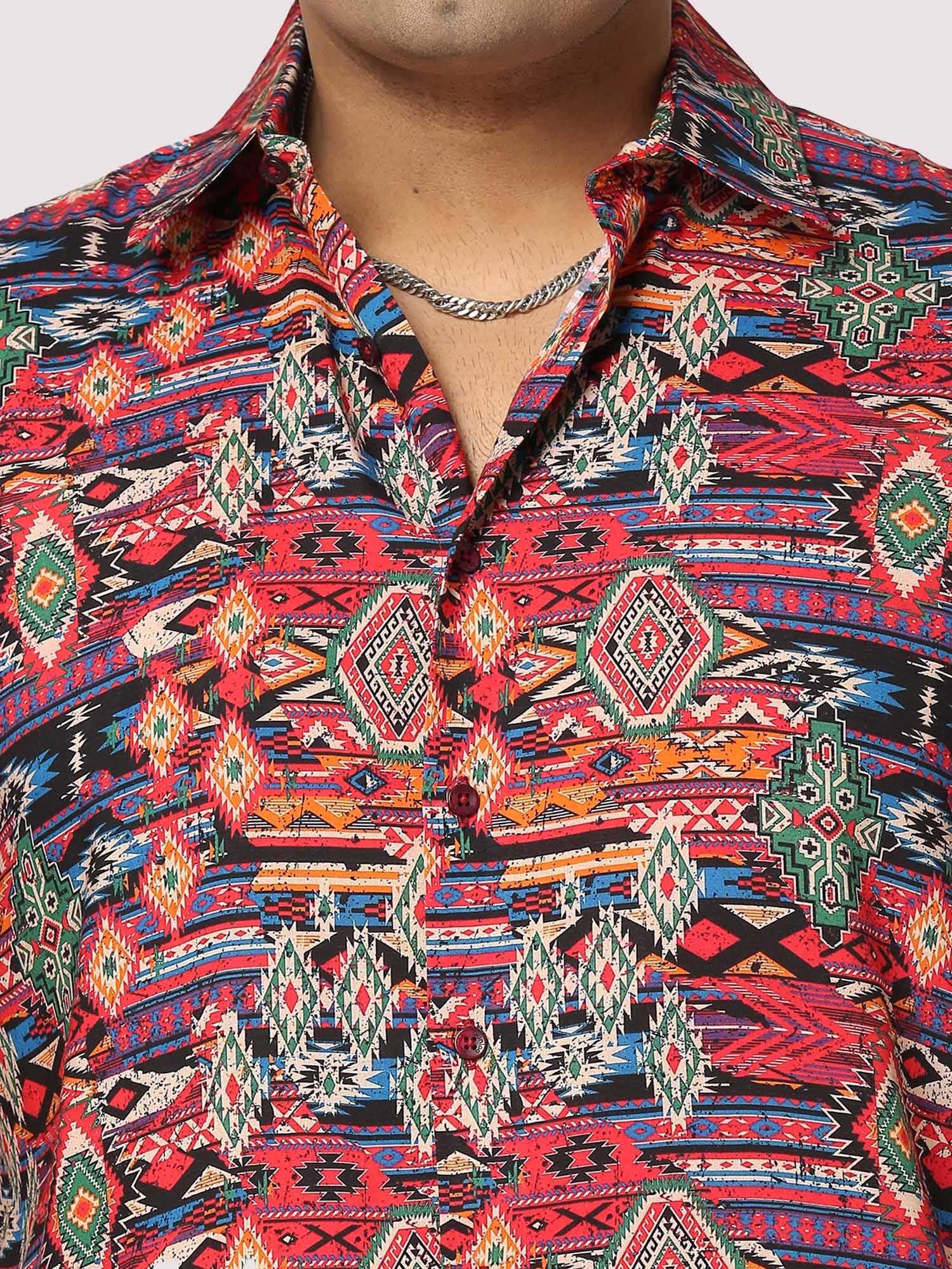 Electro Digital Printed Half Shirt Men's Plus Size - Guniaa Fashions