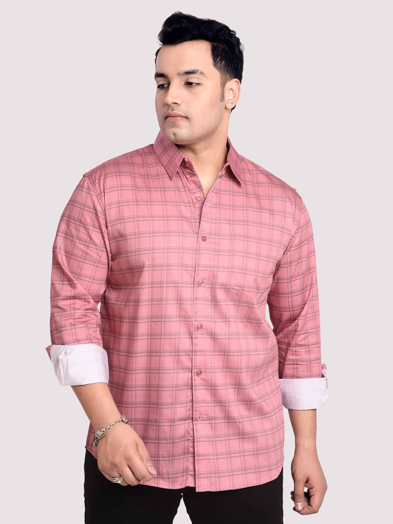 Flamingo Checkered Cotton Shirt Men's Plus Size - Guniaa Fashions