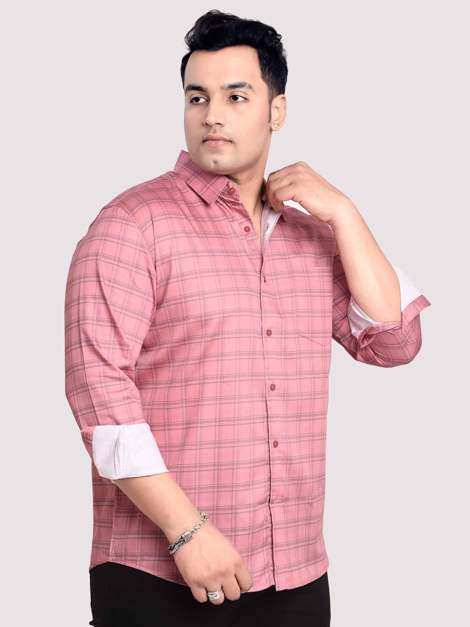 Flamingo Checkered Cotton Shirt Men's Plus Size - Guniaa Fashions