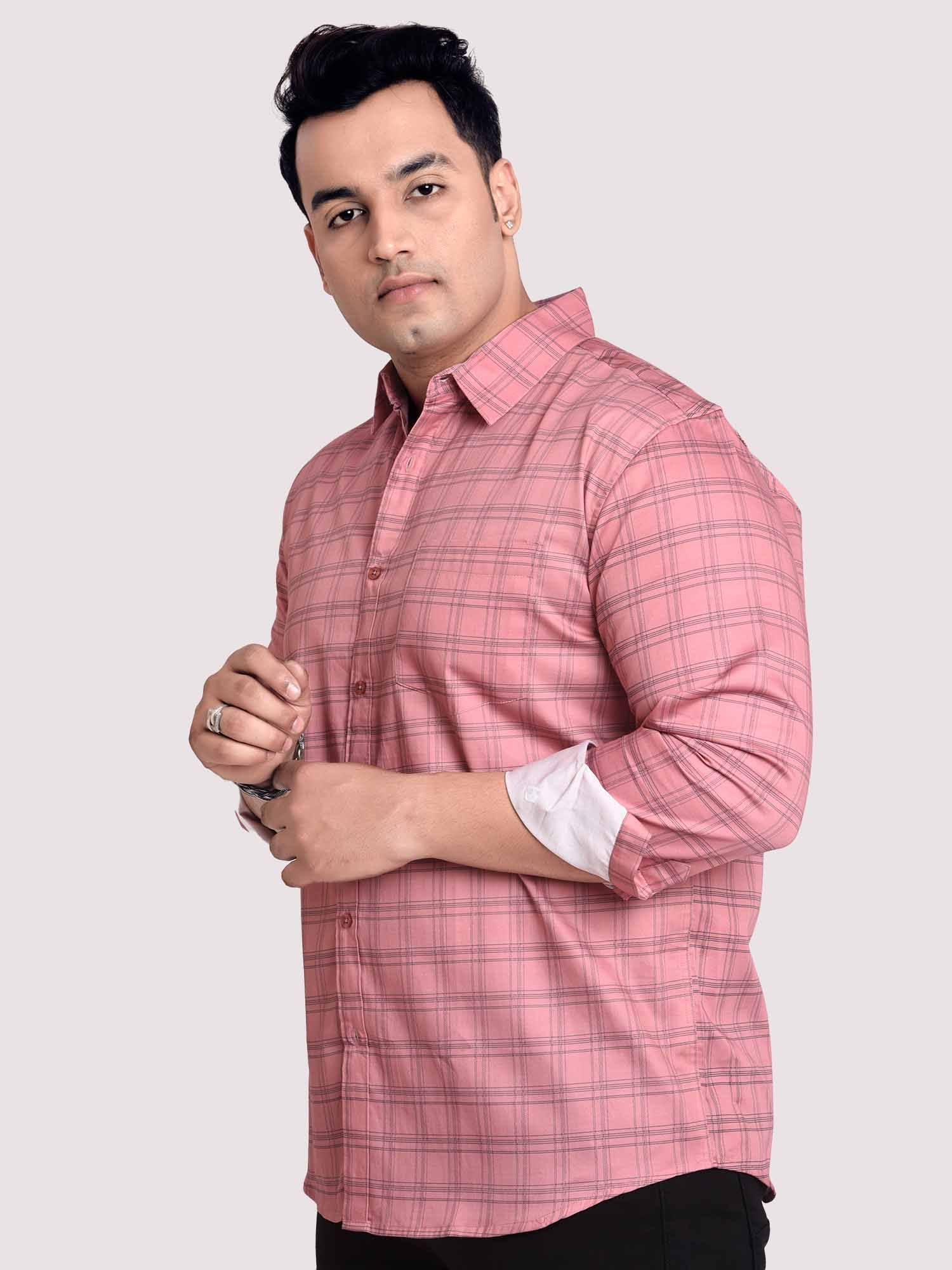 Flamingo Checkered Cotton Shirt Men's Plus Size - Guniaa Fashions