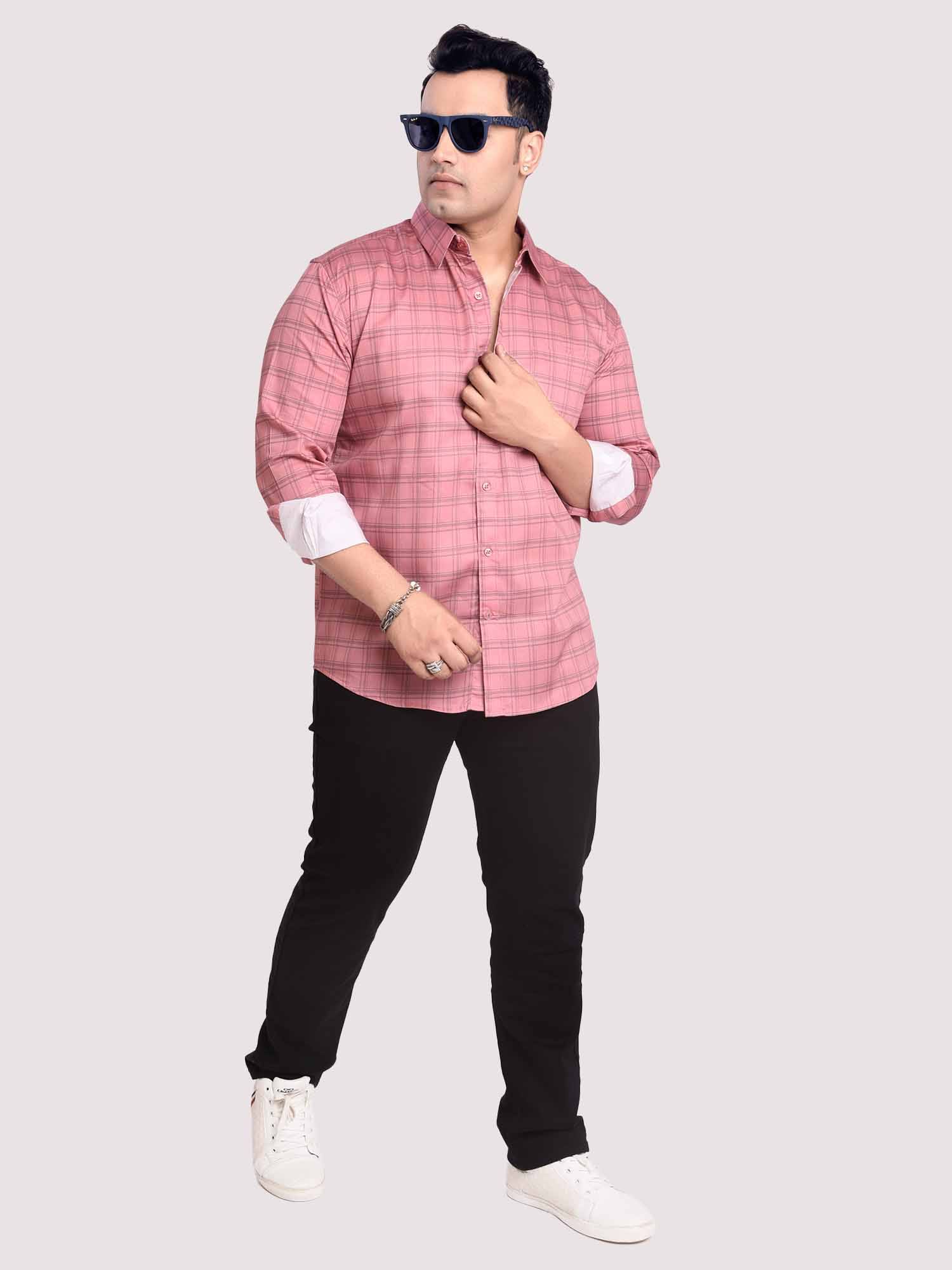 Flamingo Checkered Cotton Shirt Men's Plus Size - Guniaa Fashions