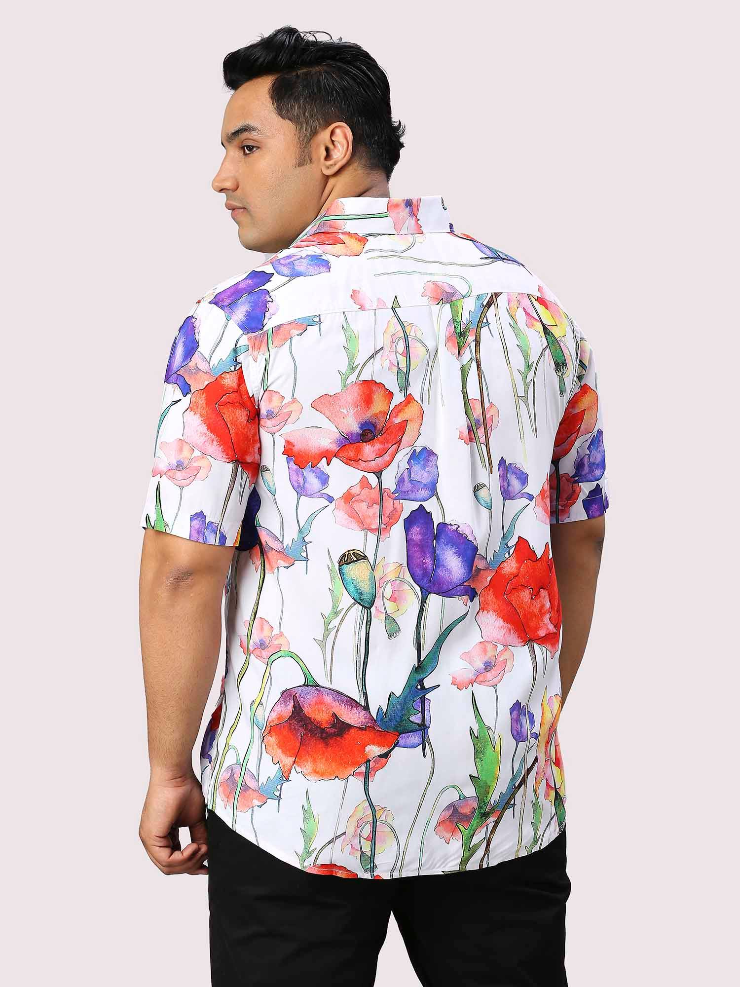 Flora Digital Printed Half Sleeve Men's Plus Size Shirt - Guniaa Fashions