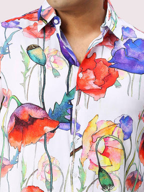 Flora Digital Printed Half Sleeve Men's Plus Size Shirt - Guniaa Fashions