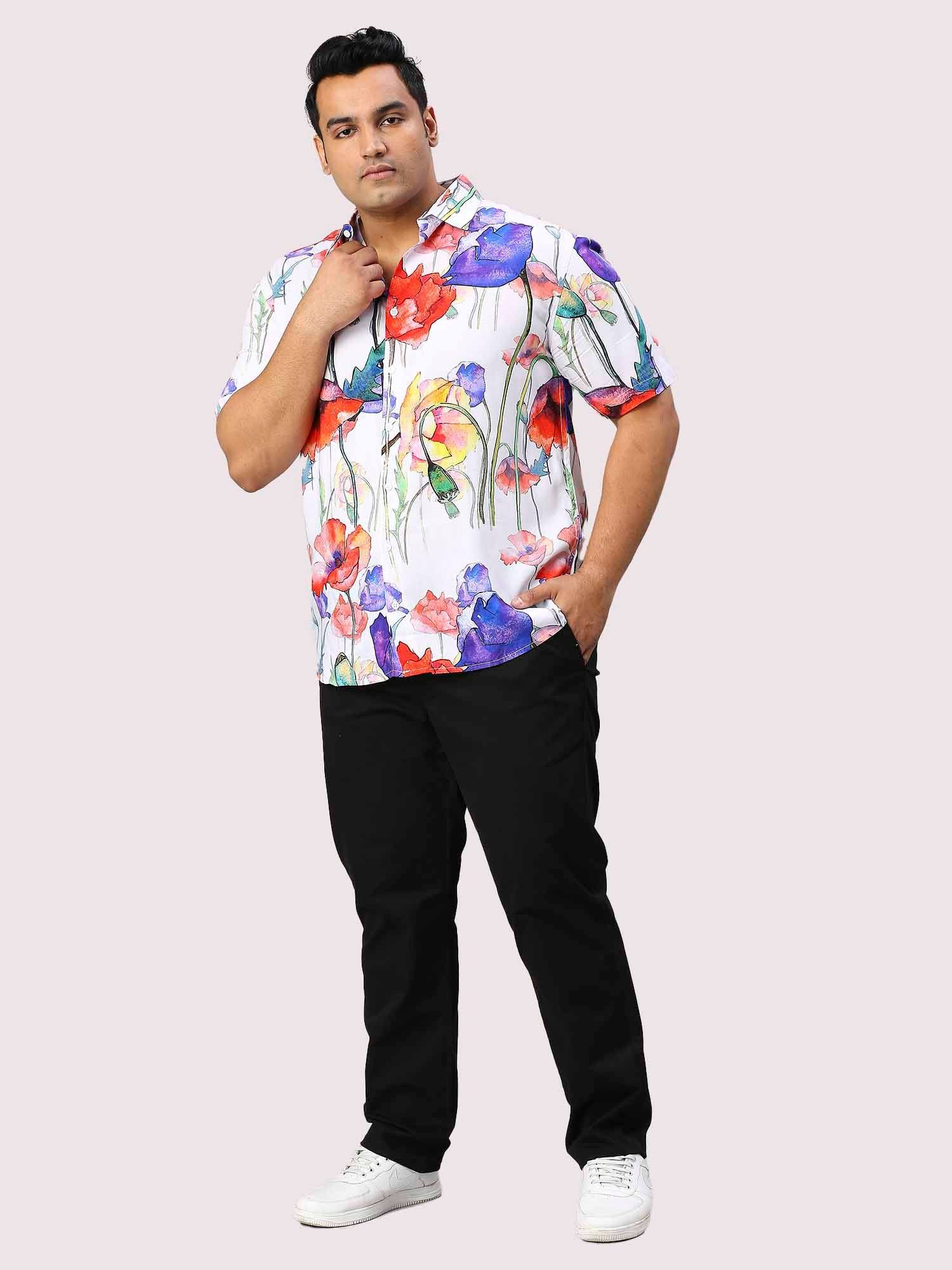 Flora Digital Printed Half Sleeve Men's Plus Size Shirt - Guniaa Fashions