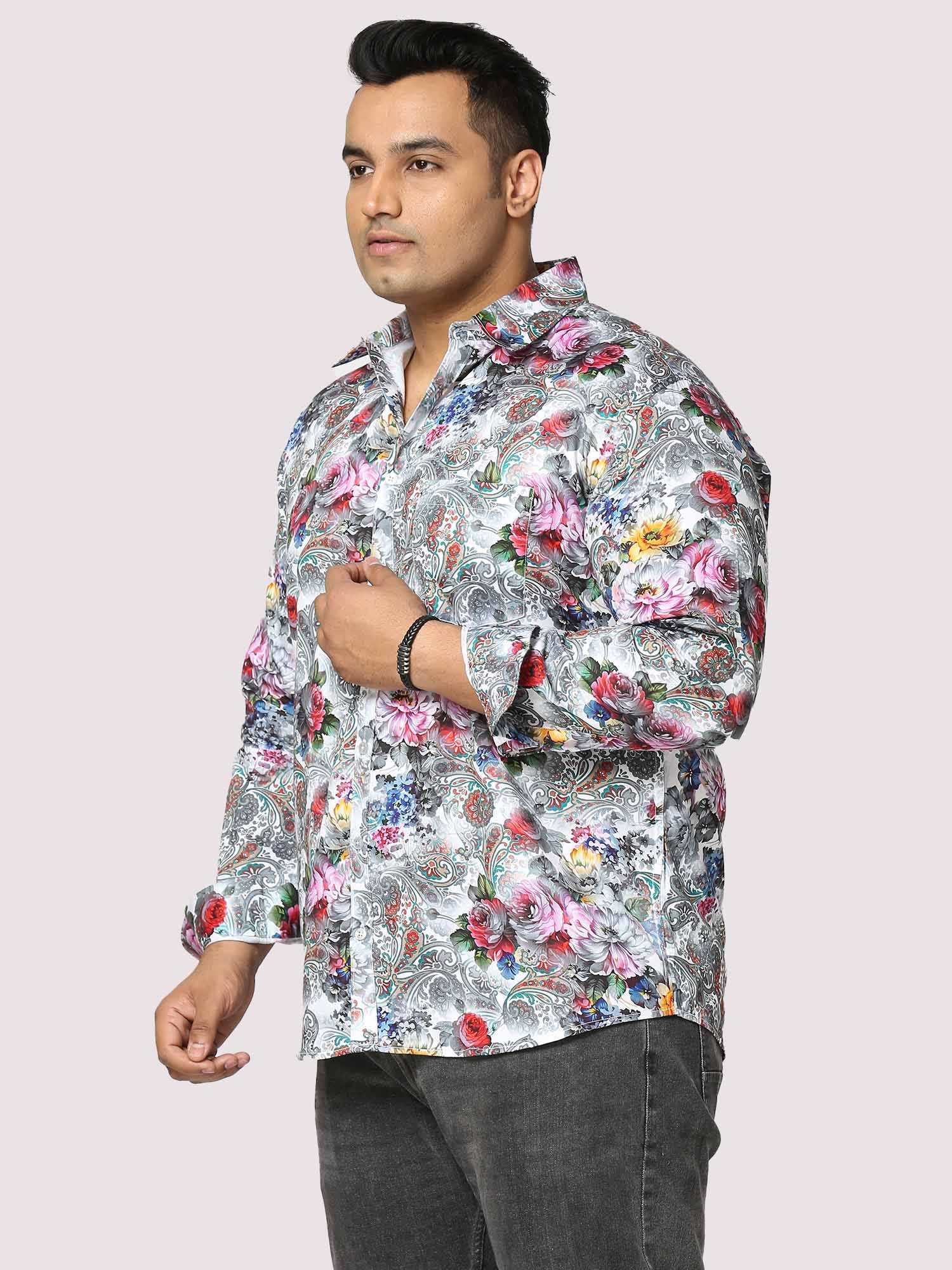 Floral Fusion Digital Printed Full Sleeve Men's Plus Size - Guniaa Fashions