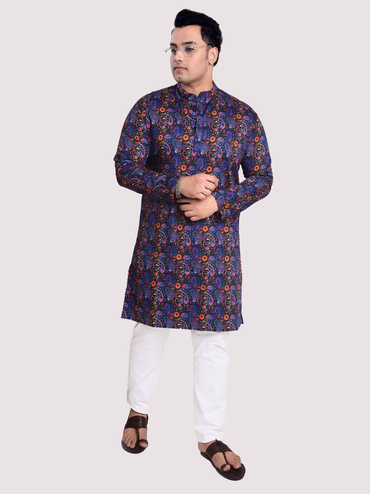 Floral Hues Digital Printed Kurta Men's Plus Size - Guniaa Fashions