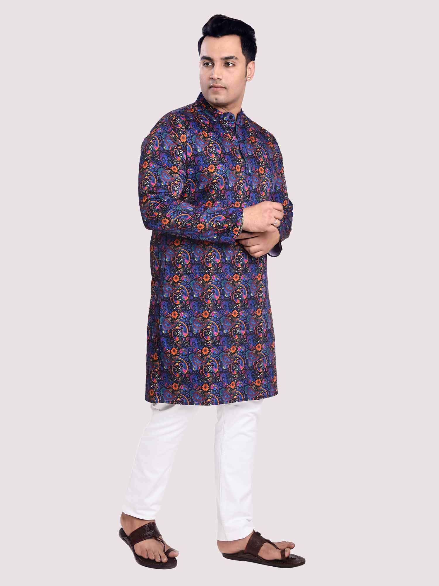 Floral Hues Digital Printed Kurta Men's Plus Size - Guniaa Fashions