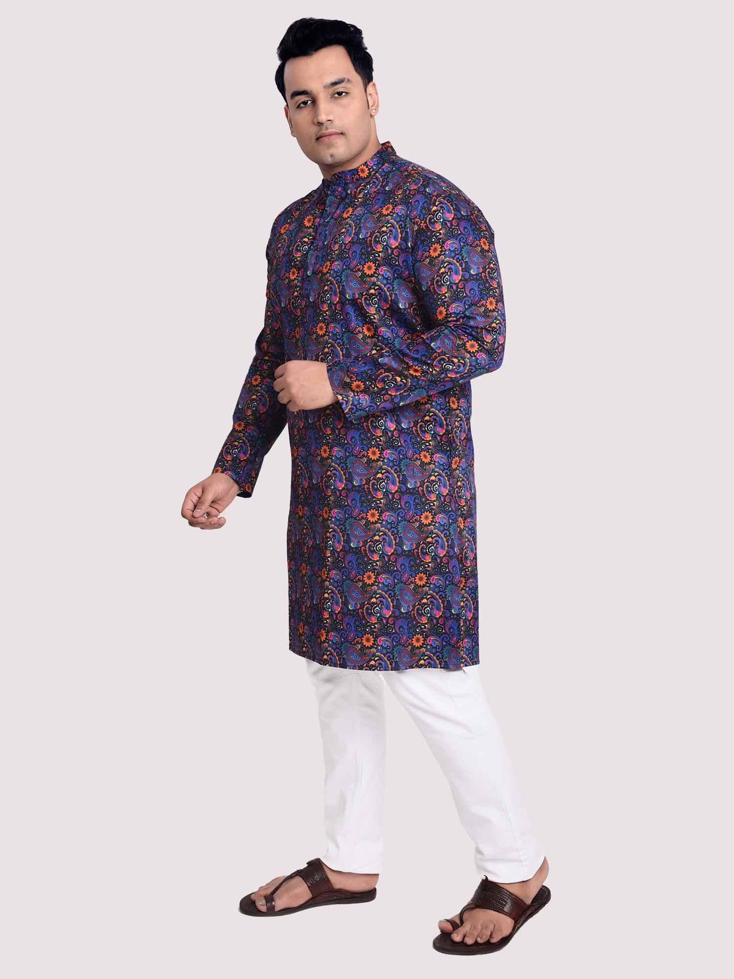 Floral Hues Digital Printed Kurta Men's Plus Size - Guniaa Fashions