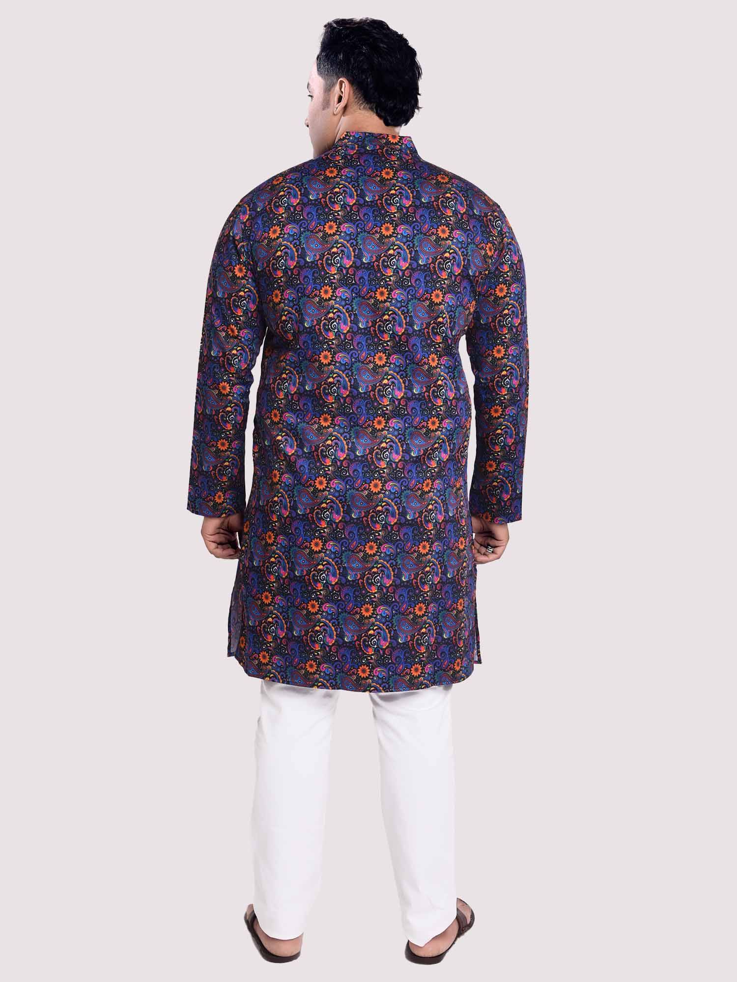 Floral Hues Digital Printed Kurta Men's Plus Size - Guniaa Fashions