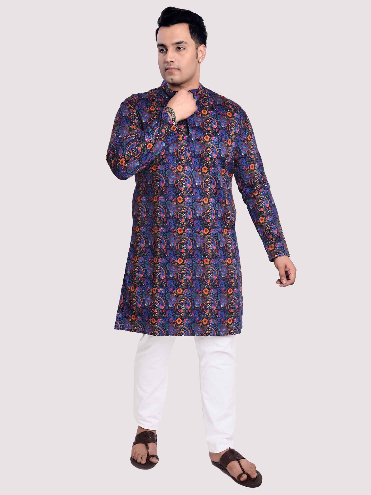 Floral Hues Digital Printed Kurta Men's Plus Size - Guniaa Fashions