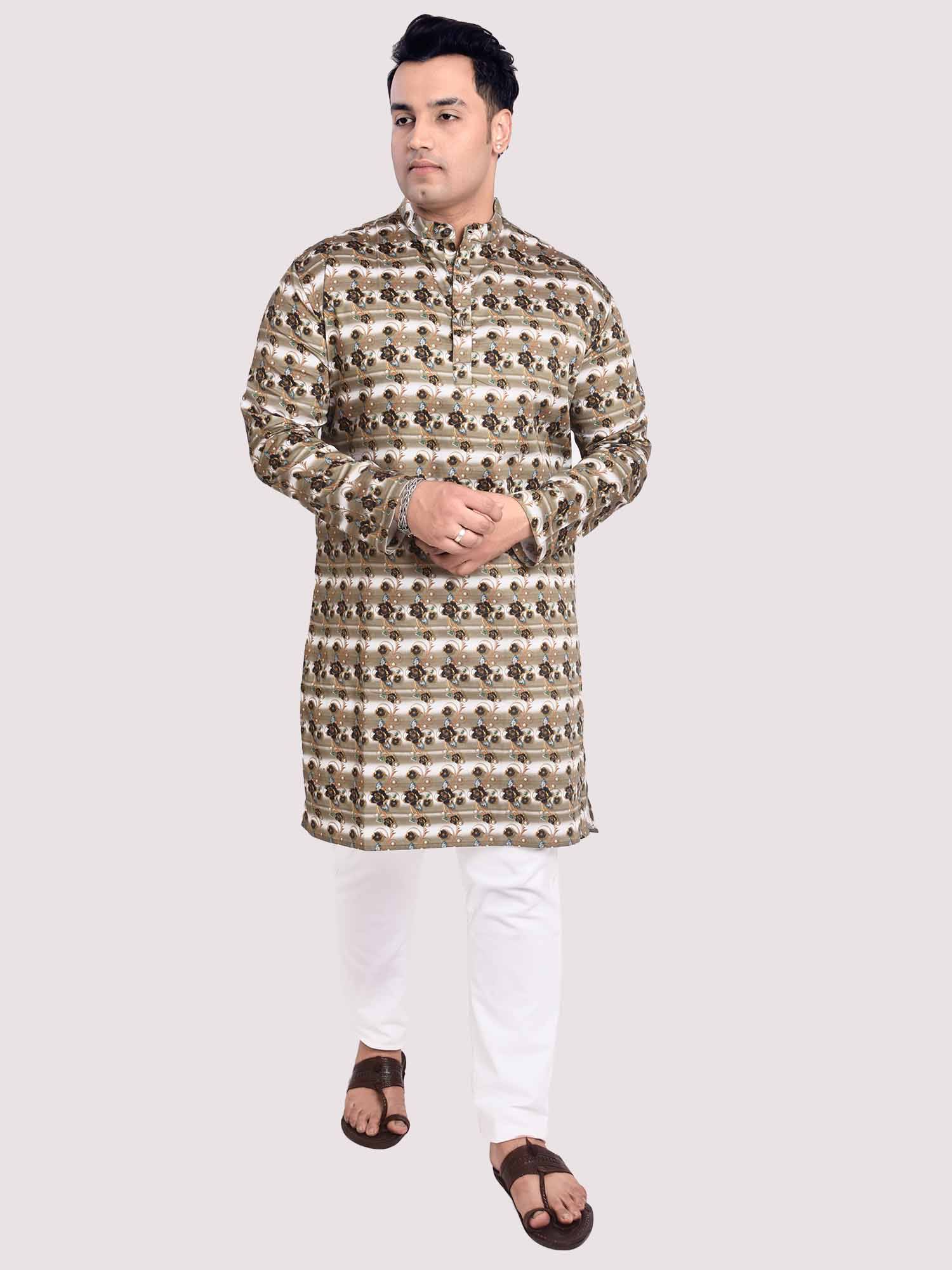 Flower Bed Digital Printed Kurta Men's Plus Size - Guniaa Fashions