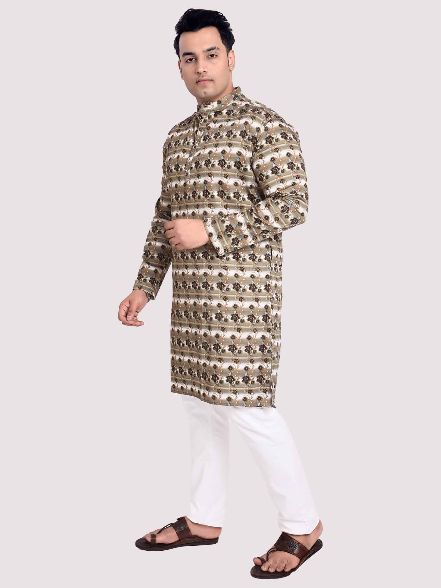 Flower Bed Digital Printed Kurta Men's Plus Size - Guniaa Fashions