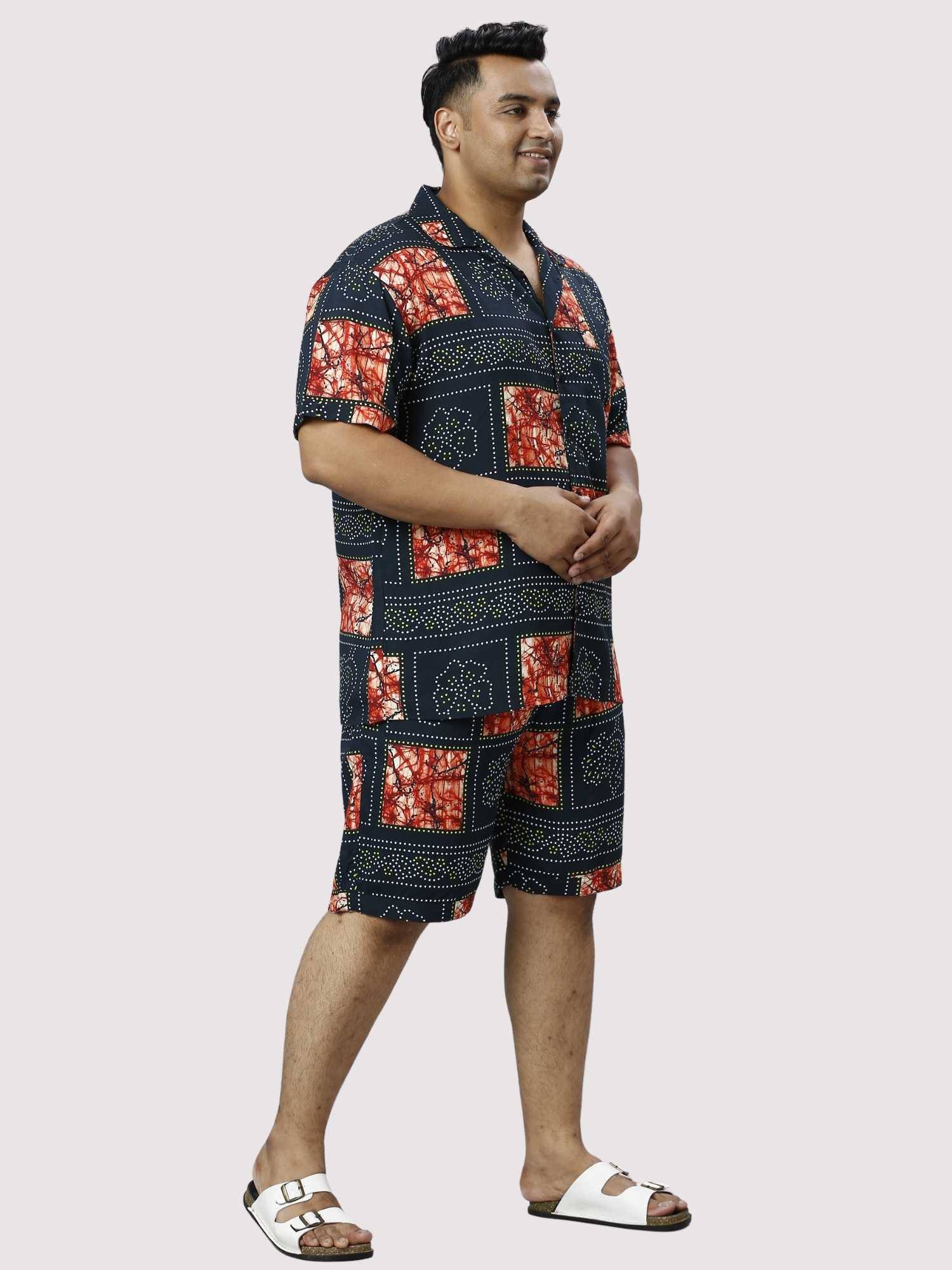 Flower Dots Digital Printed Half Co-ords Set Men's Plus Size - Guniaa Fashions