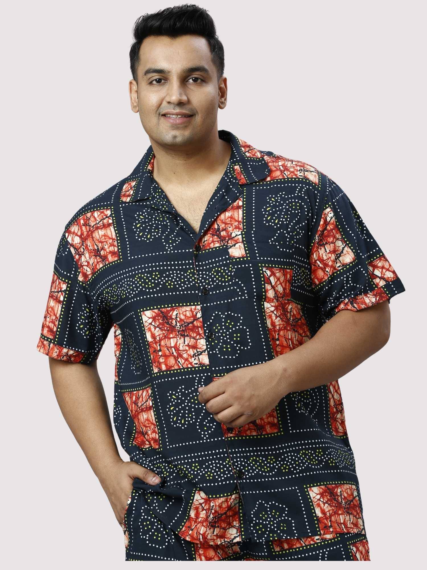 Flower Dots Digital Printed Half Co-ords Set Men's Plus Size - Guniaa Fashions