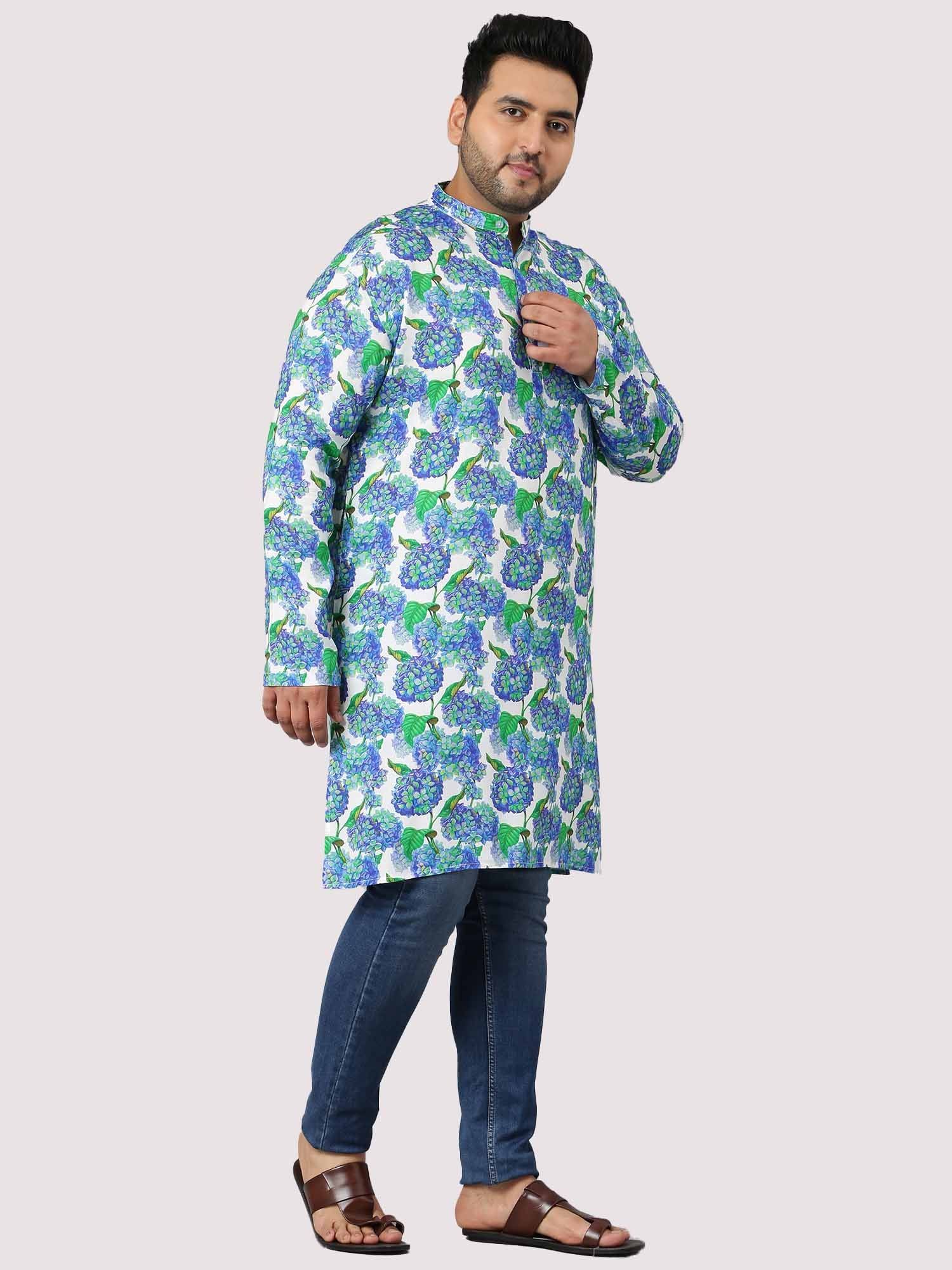 Flowering Shrubs Printed Kurta Men's Plus Size - Guniaa Fashions