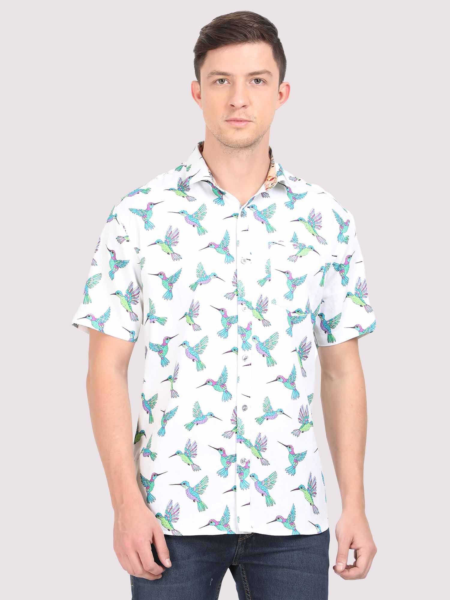 Flying Bird Digital Printed Half Shirt - Guniaa Fashions