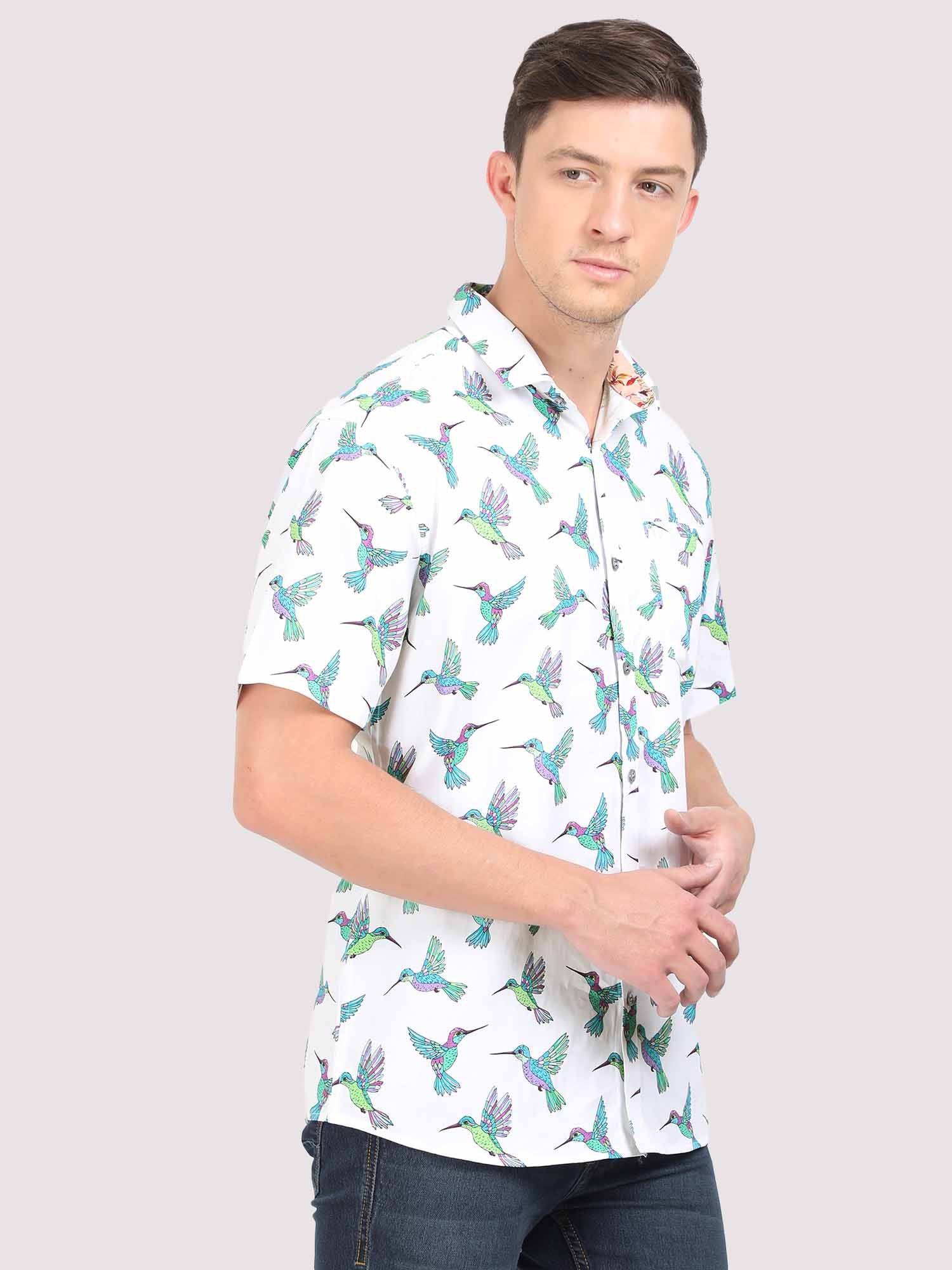 Flying Bird Digital Printed Half Shirt - Guniaa Fashions