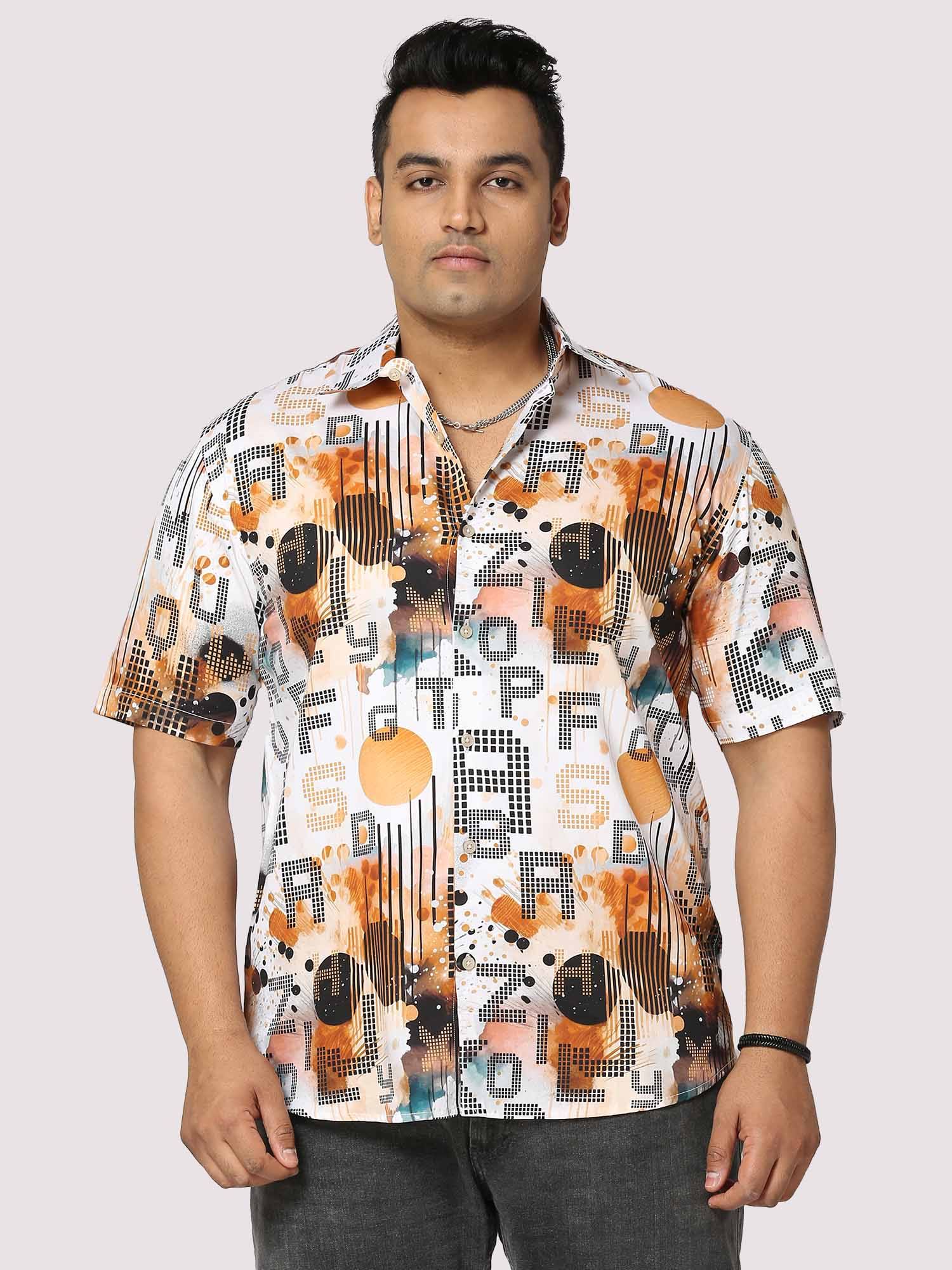 Gold Letters Digital Printed Half Shirt Men's Plus Size - Guniaa Fashions