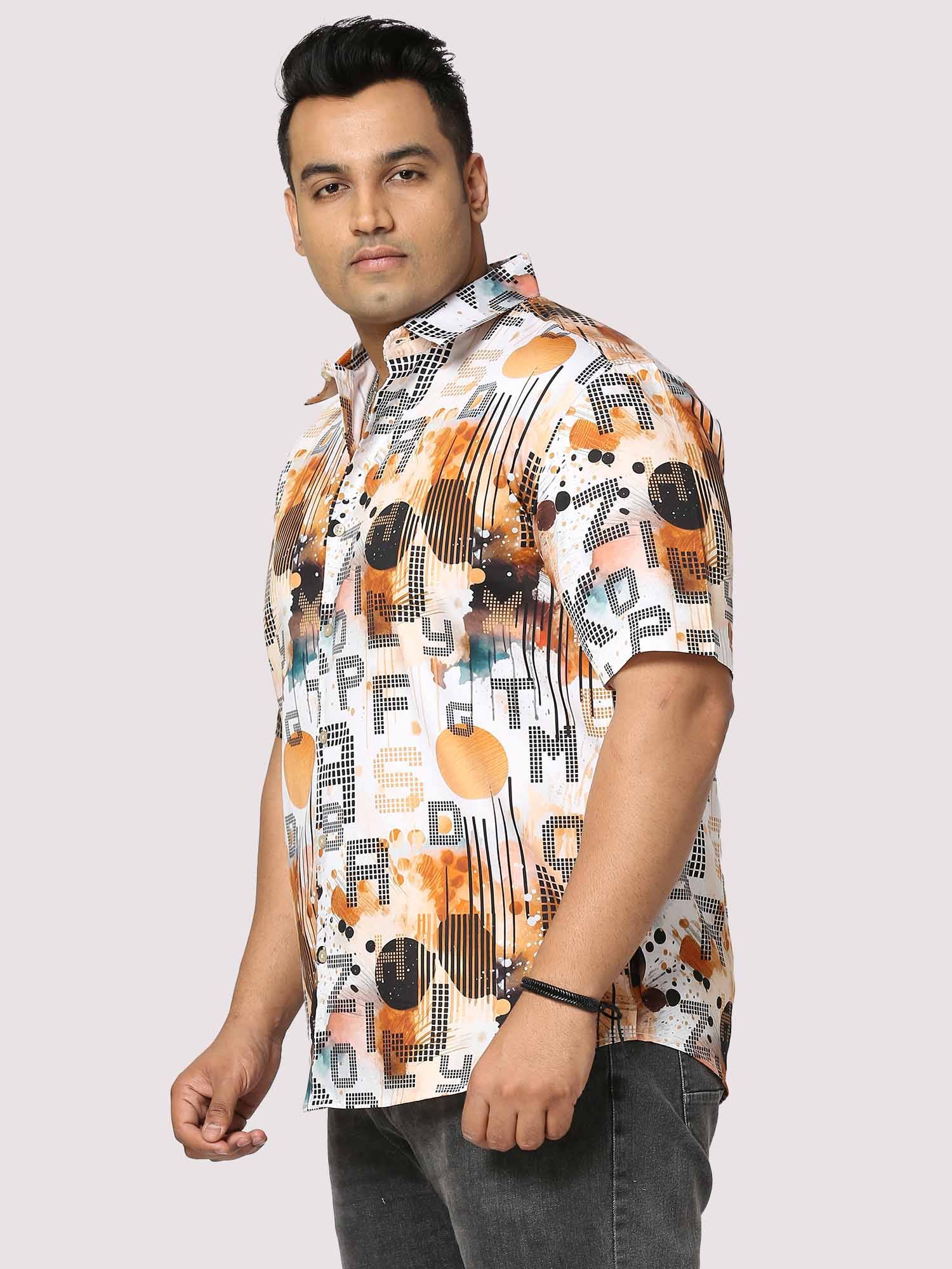 Gold Letters Digital Printed Half Shirt Men's Plus Size - Guniaa Fashions