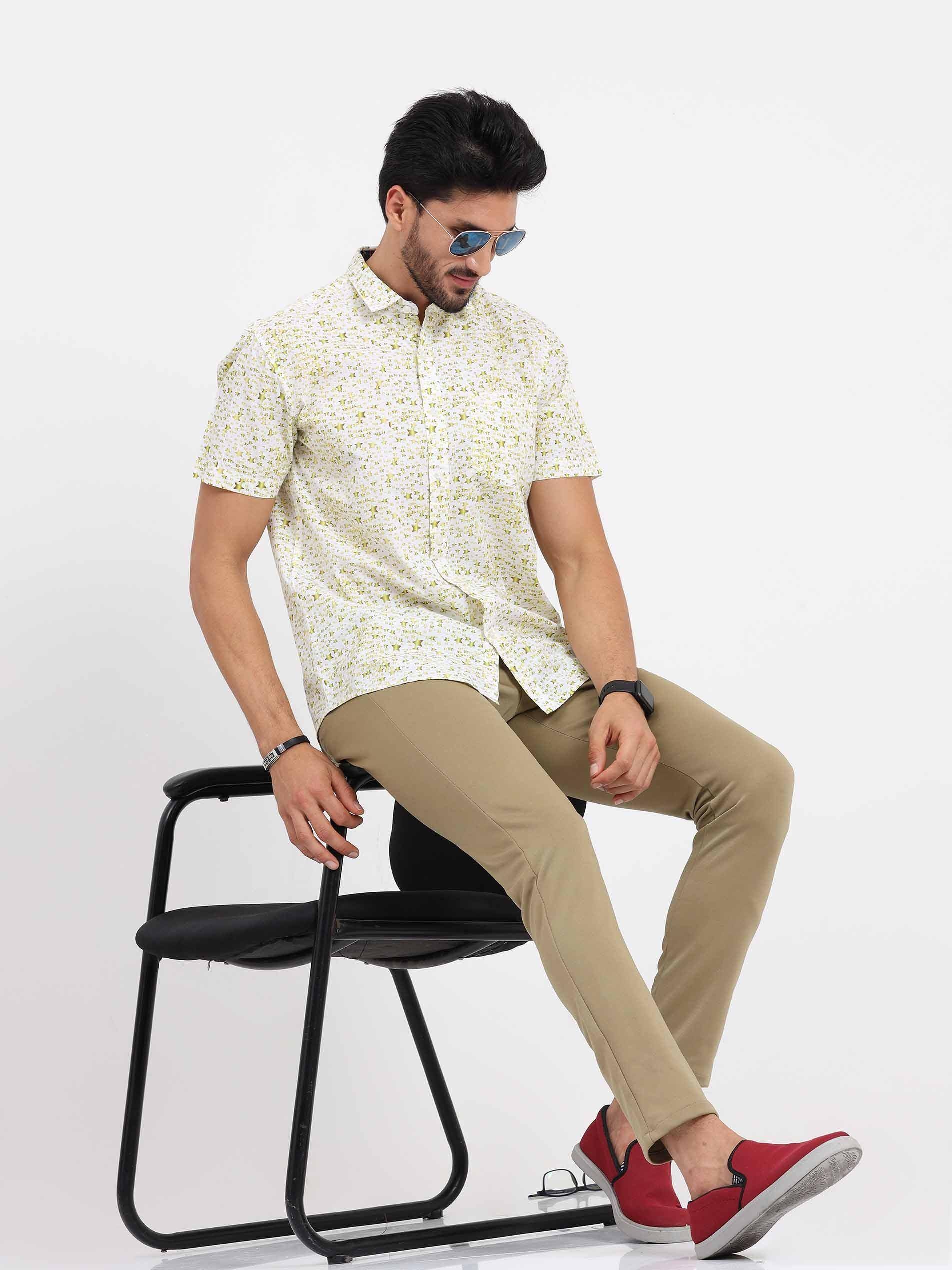 Golden Star Printed Half Sleeve Shirt - Guniaa Fashions