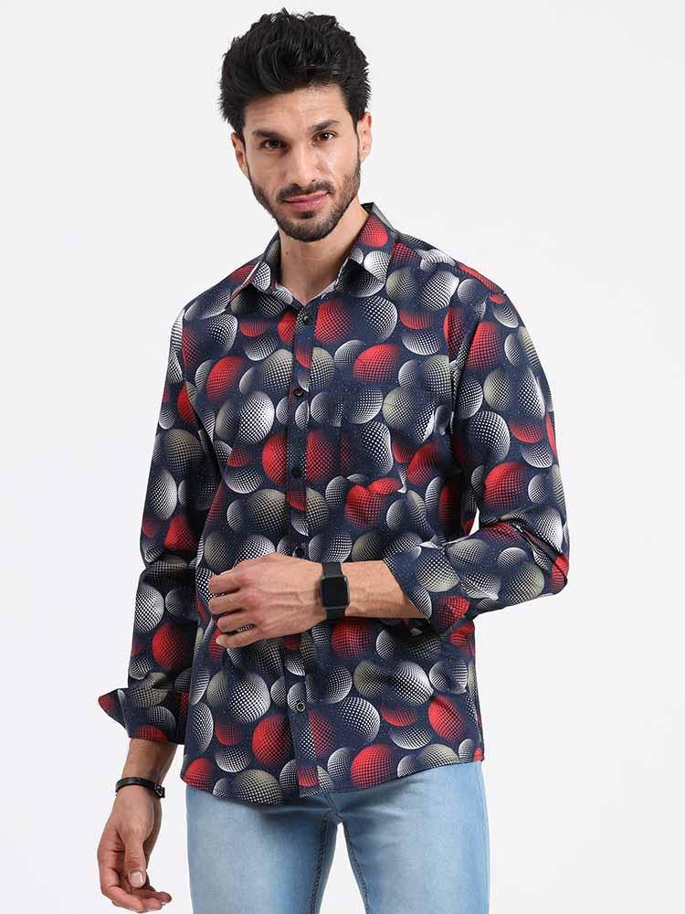 Gradiating Globe Printed Full Sleeve Shirt - Guniaa Fashions