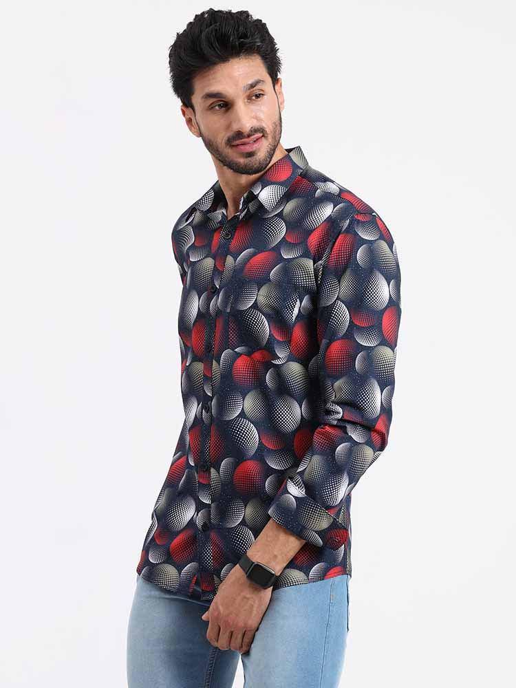 Gradiating Globe Printed Full Sleeve Shirt - Guniaa Fashions