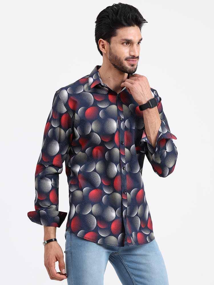 Gradiating Globe Printed Full Sleeve Shirt - Guniaa Fashions