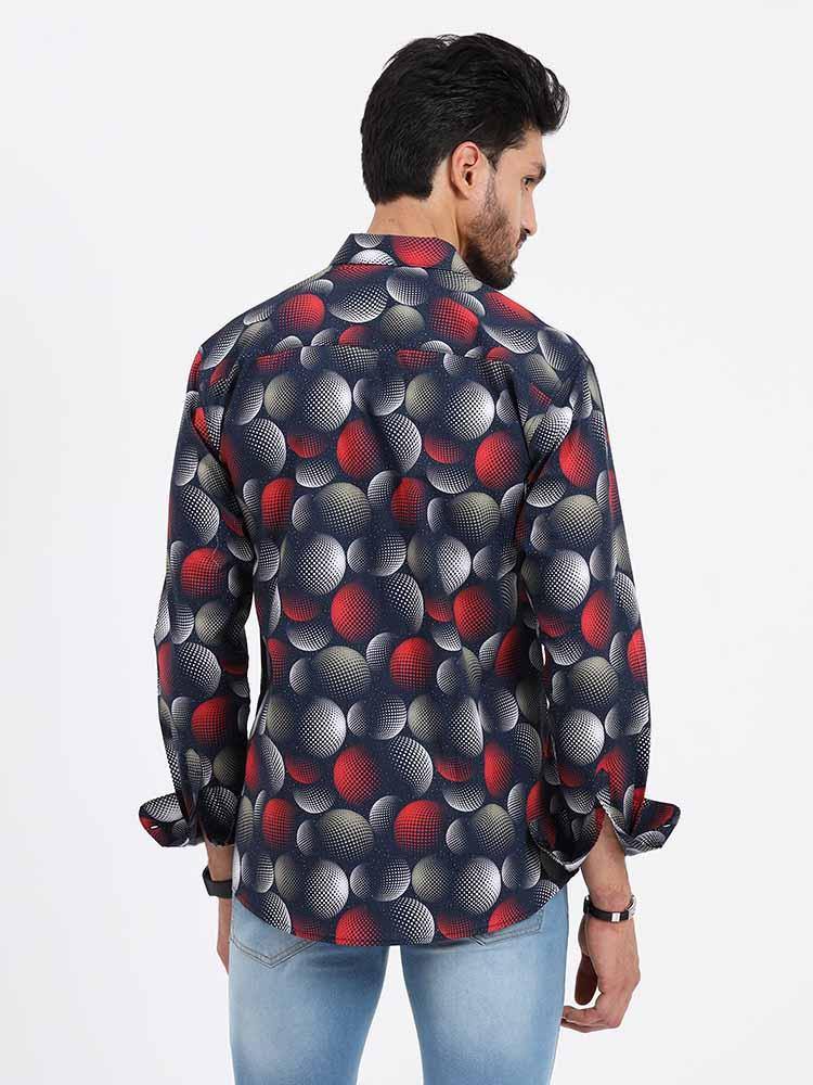 Gradiating Globe Printed Full Sleeve Shirt - Guniaa Fashions