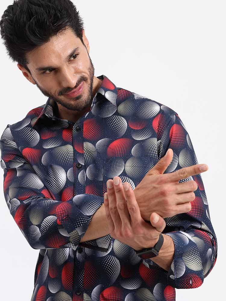 Gradiating Globe Printed Full Sleeve Shirt - Guniaa Fashions