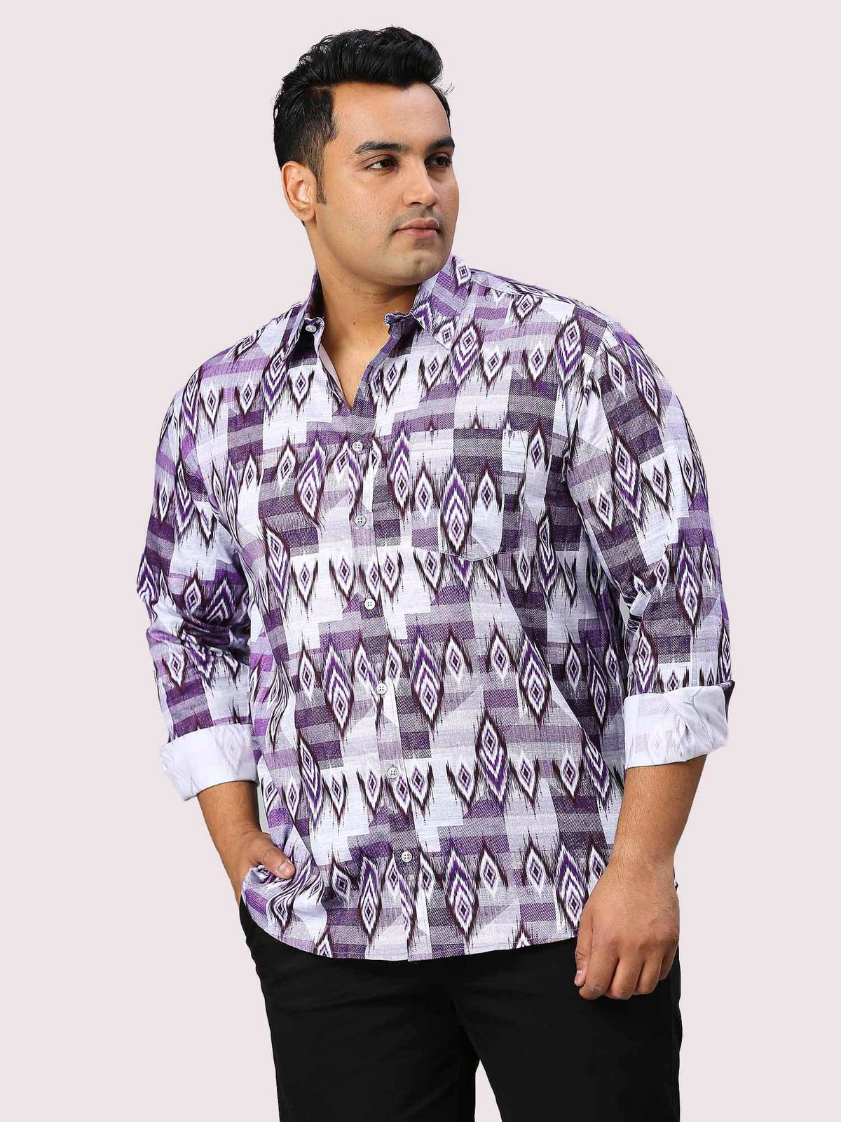Grape Digital Printed Full Sleeve Shirt Men's Plus Size - Guniaa Fashions