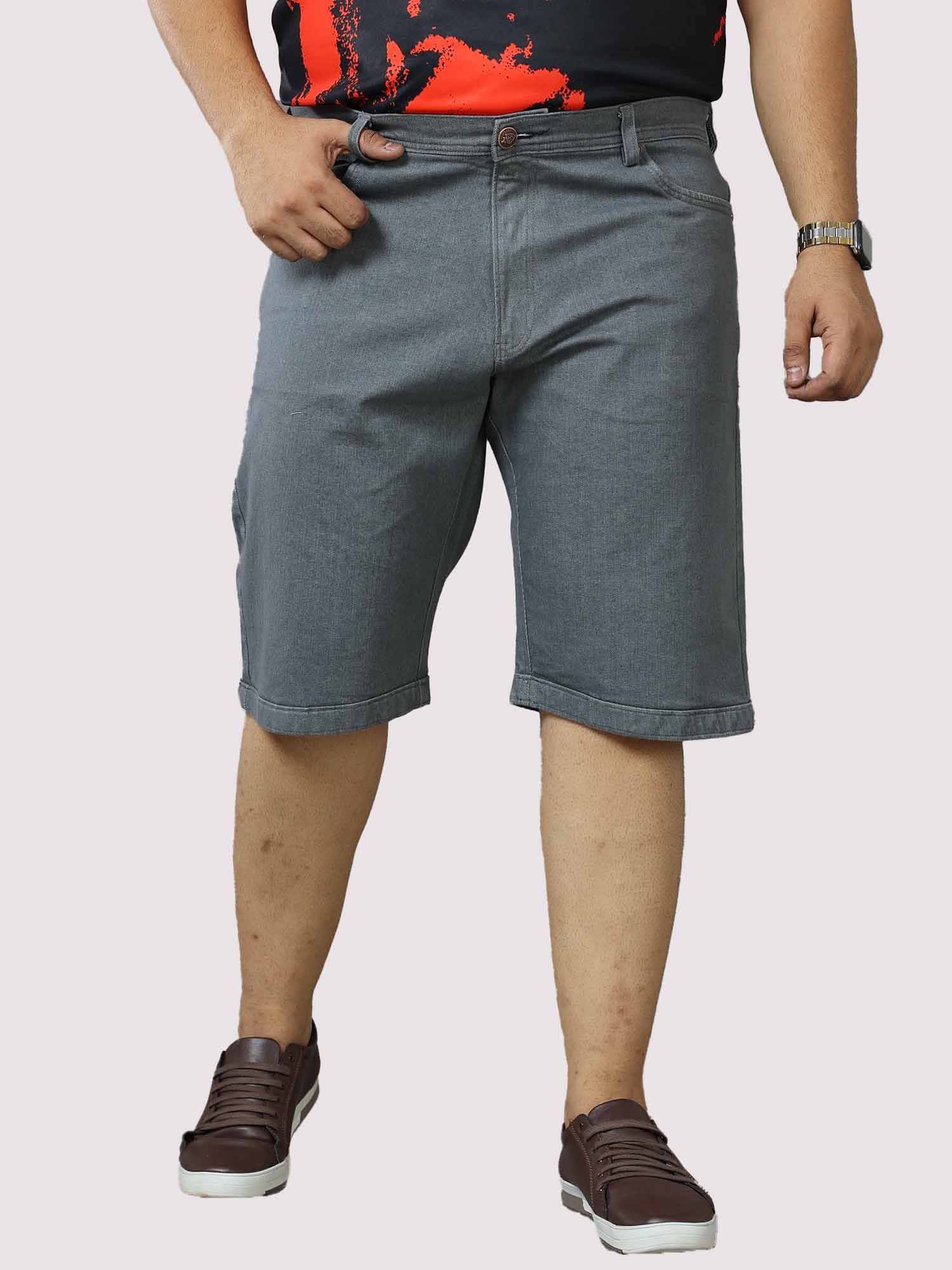 Gray Denim Shorts Men's Plus Size - Guniaa Fashions