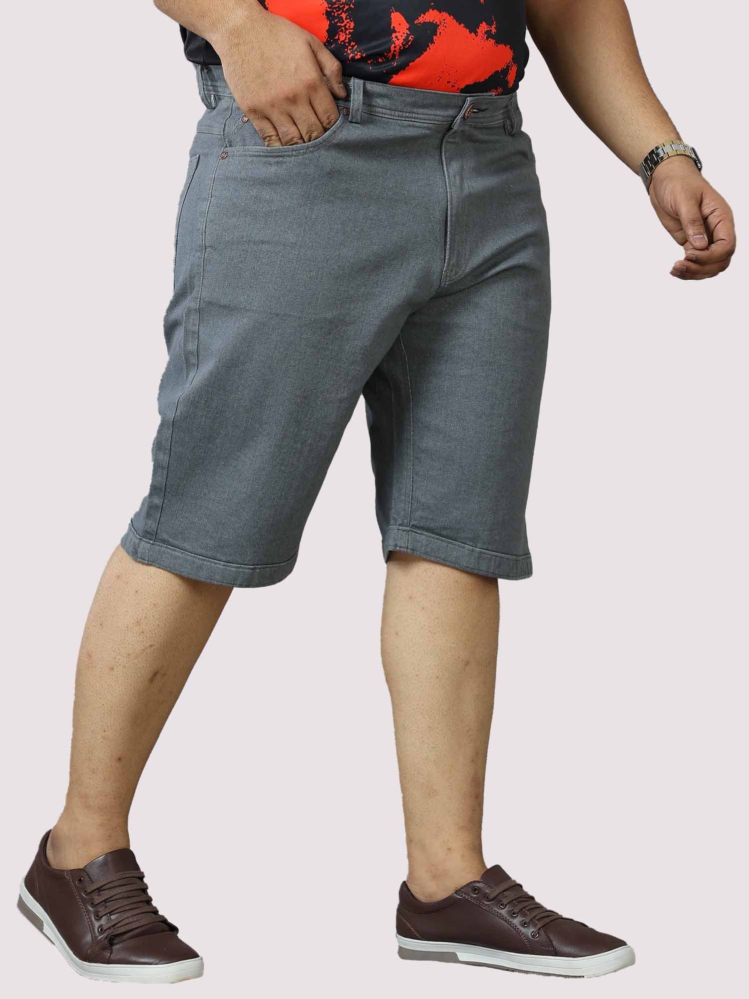 Gray Denim Shorts Men's Plus Size - Guniaa Fashions