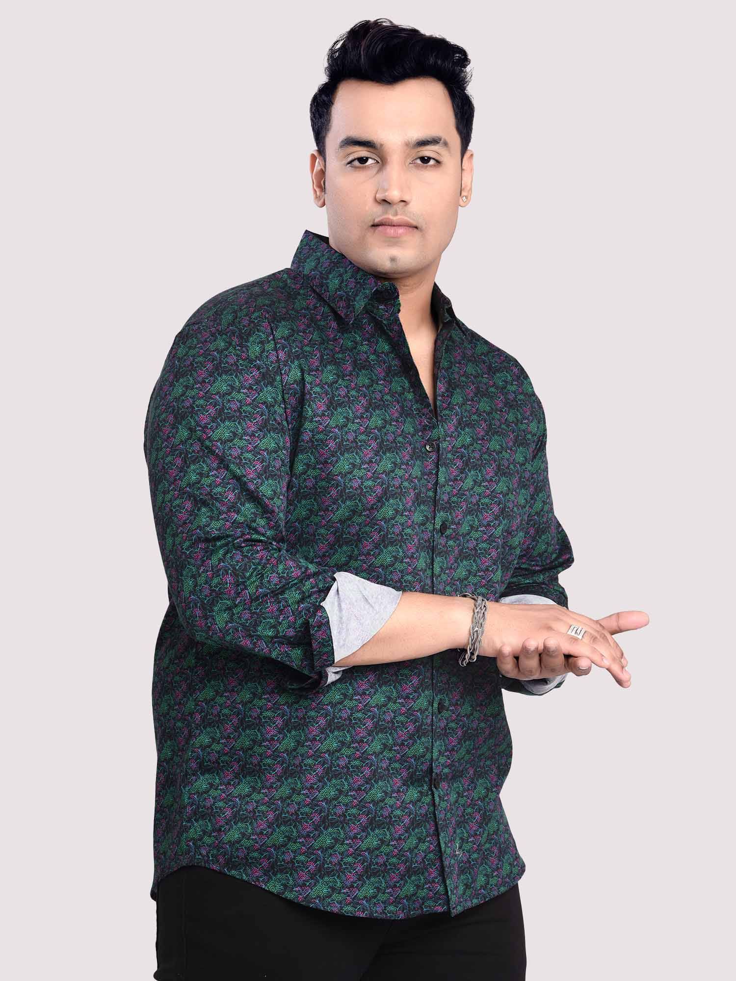 Green & Pink Printed Cotton Full sleeve Men's Plus size - Guniaa Fashions