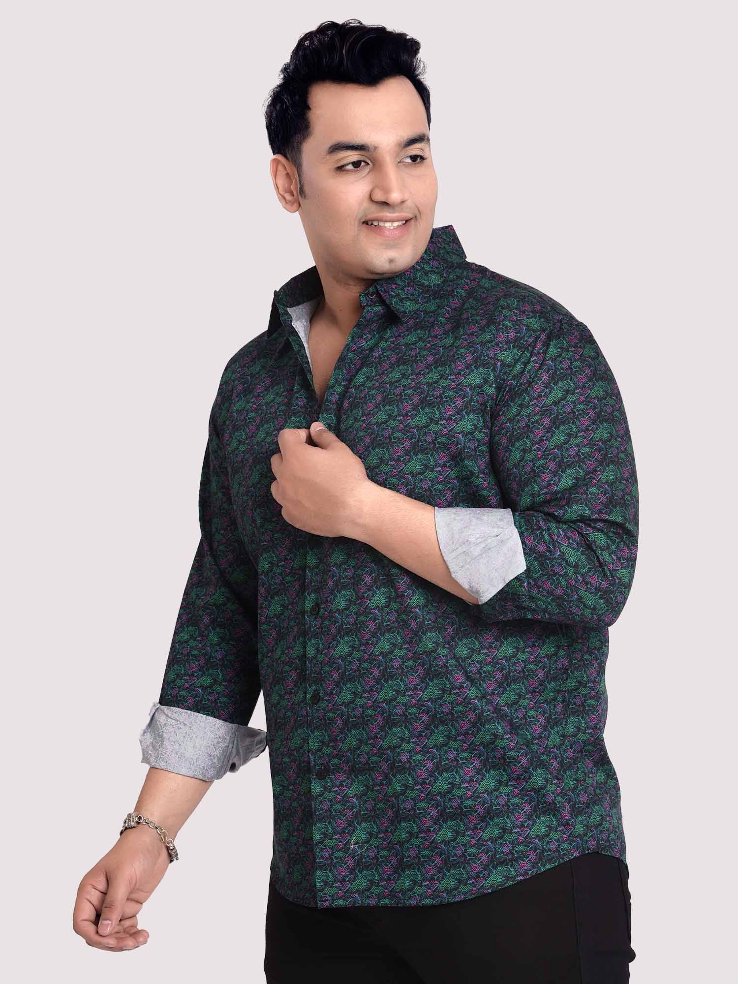 Green & Pink Printed Cotton Full sleeve Men's Plus size - Guniaa Fashions