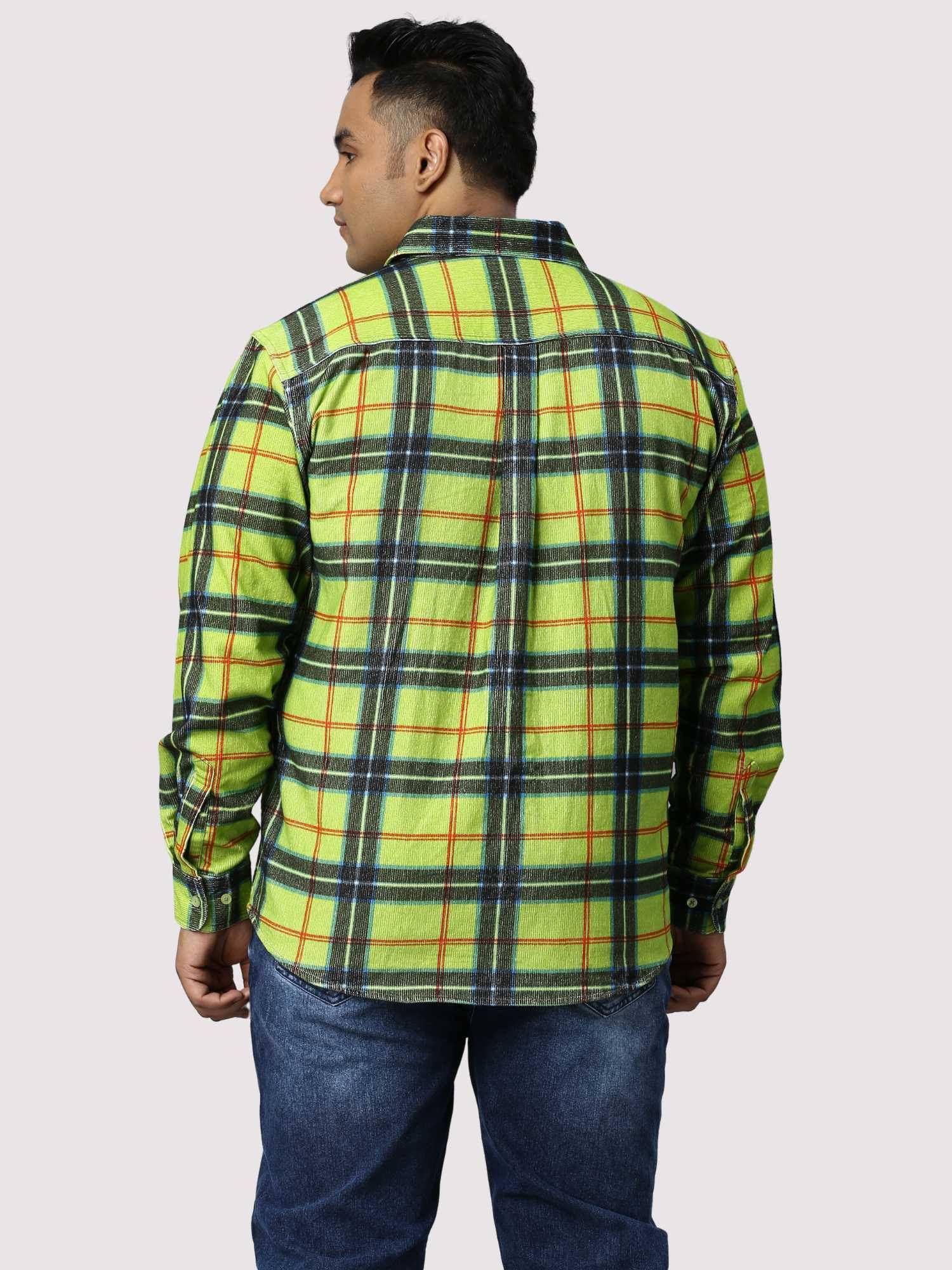 Green Checkered Double Pocket Full Shirt Men's Plus Size - Guniaa Fashions