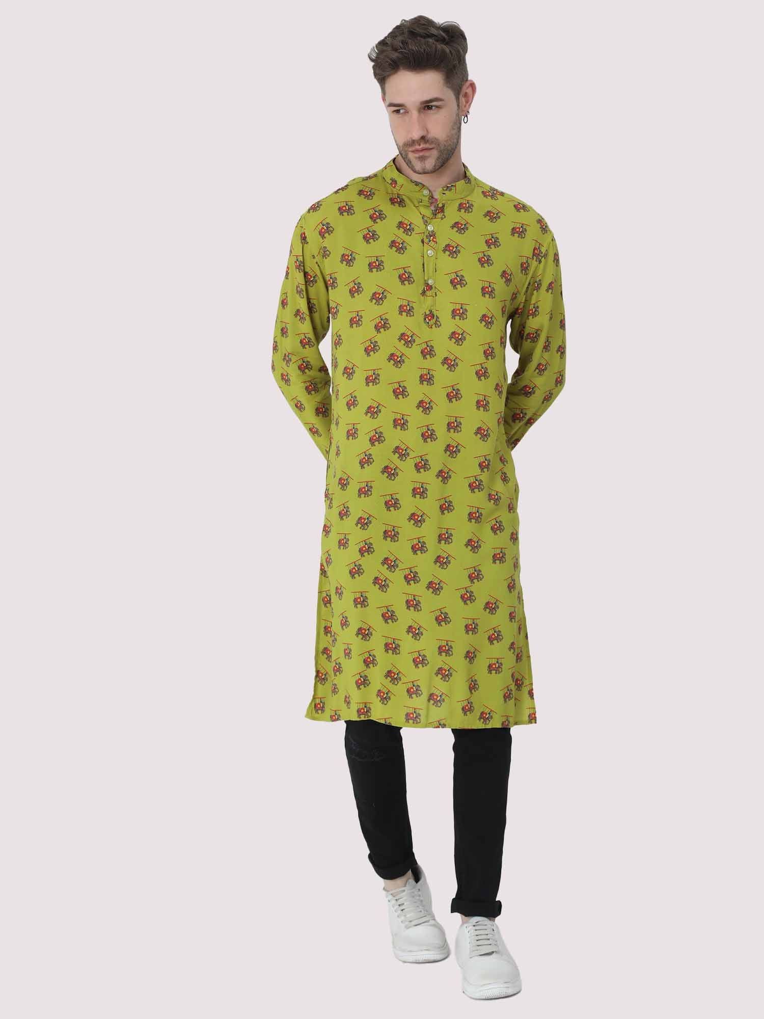 Green Floral Printed Kurta - Guniaa Fashions