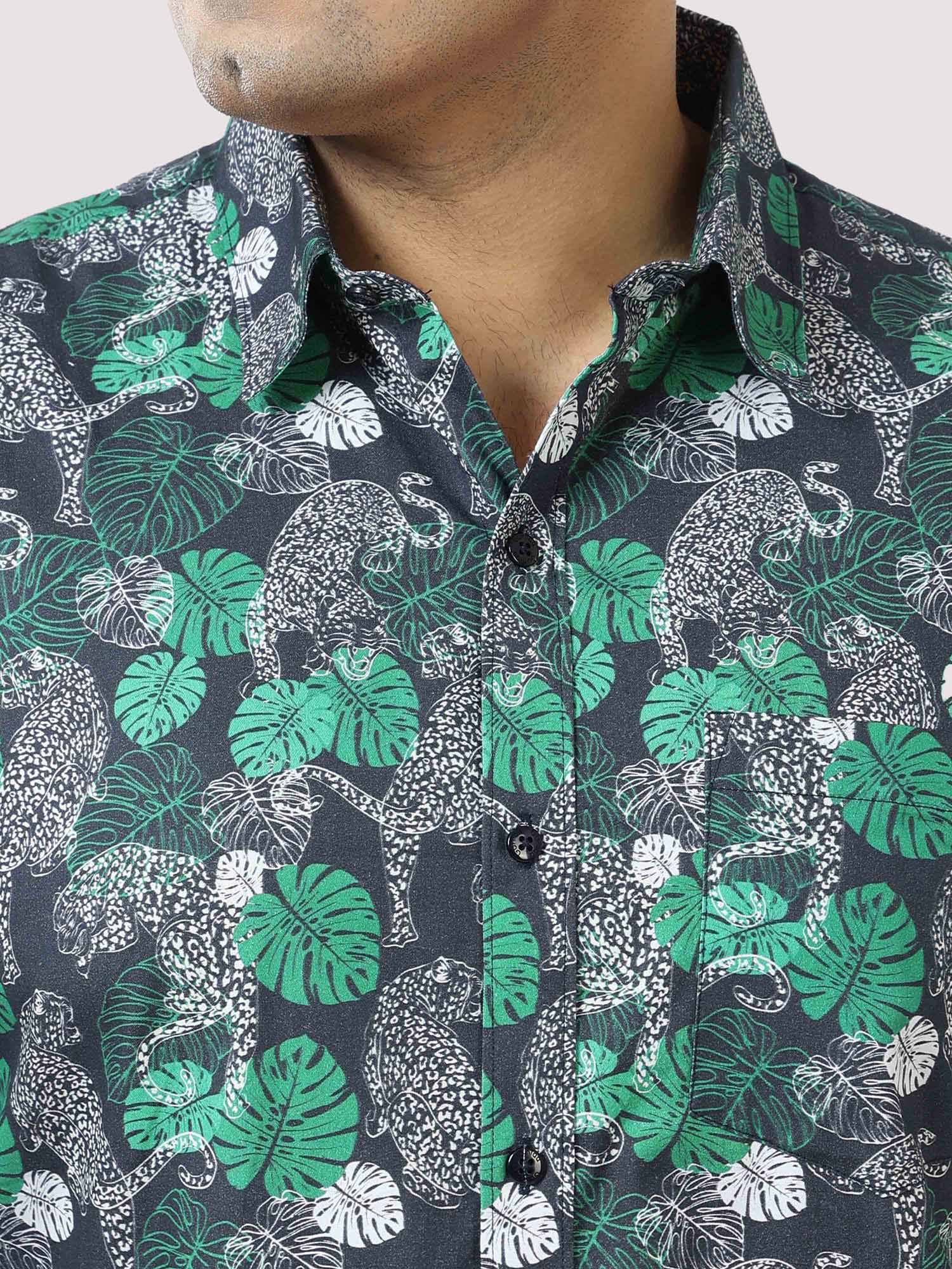 Green Jungle Printed Cotton Full Shirt Men's Plus Size - Guniaa Fashions