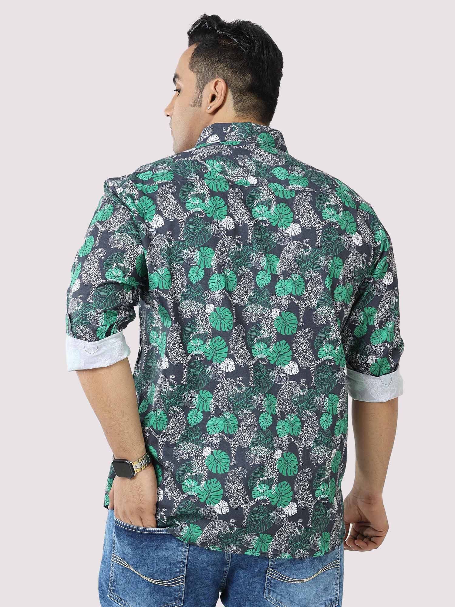 Green Jungle Printed Cotton Full Shirt Men's Plus Size - Guniaa Fashions