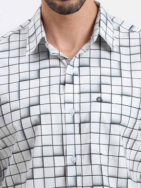 Grey Checks Printed Half Sleeve Shirt - Guniaa Fashions