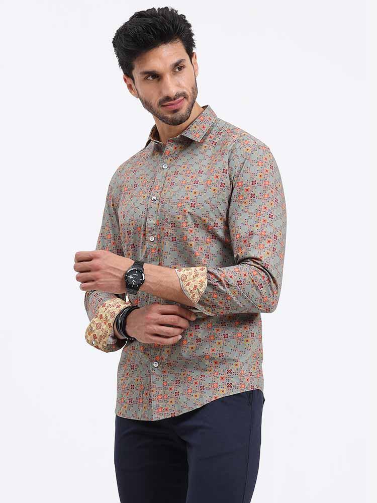 Grey Marvel Printed Full Sleeve Shirt - Guniaa Fashions