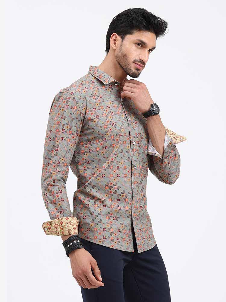 Grey Marvel Printed Full Sleeve Shirt - Guniaa Fashions