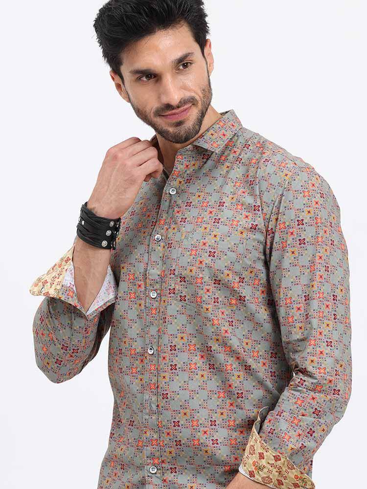 Grey Marvel Printed Full Sleeve Shirt - Guniaa Fashions