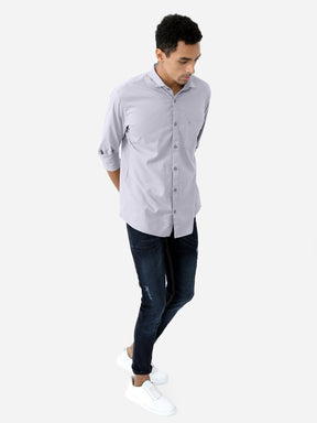 Grey Solid Cotton Shirt - Guniaa Fashions