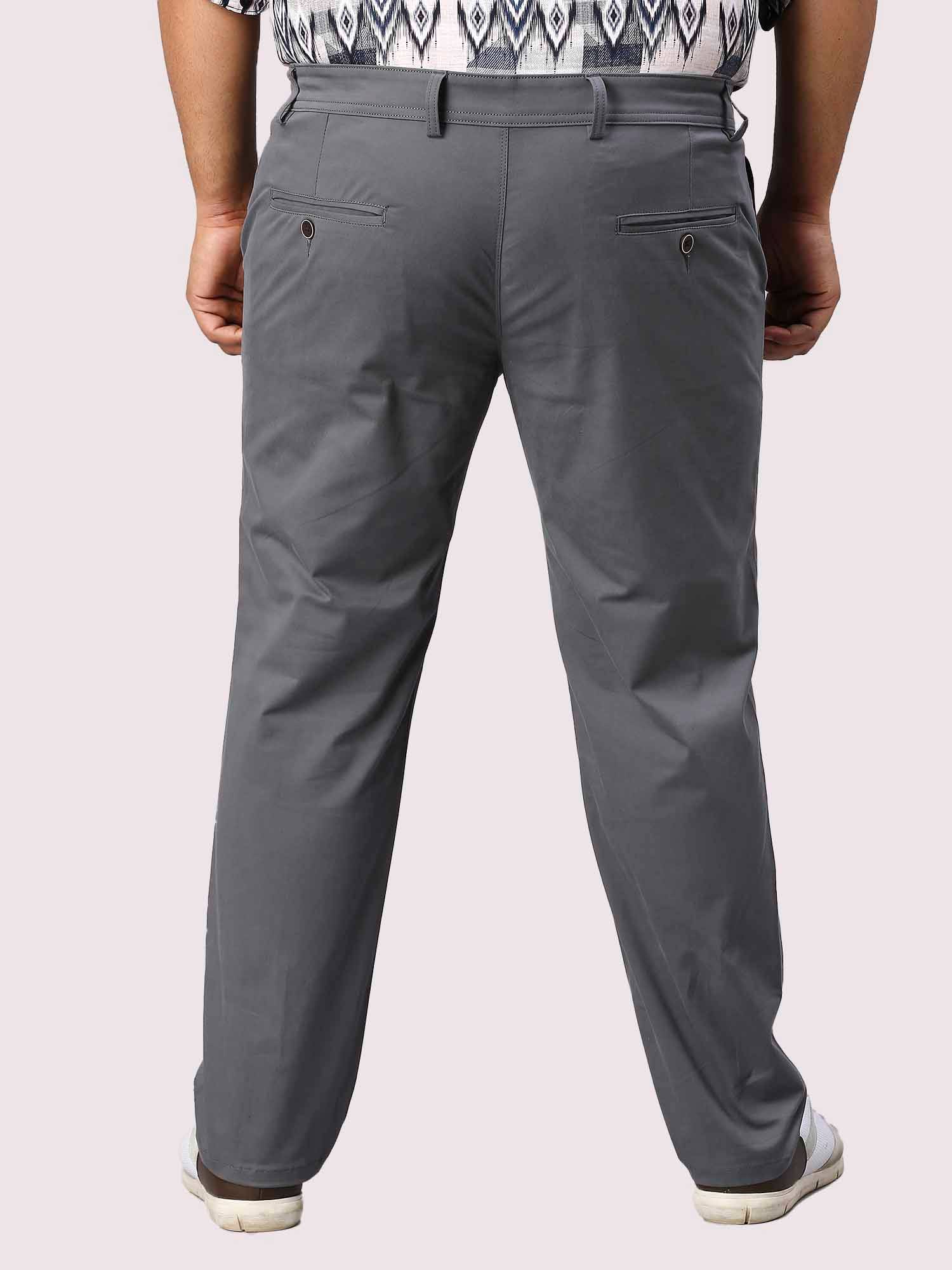 Grey Solid Cotton Trouser Men's Plus Size - Guniaa Fashions