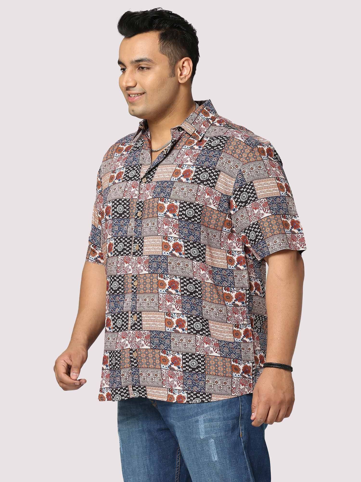 Harmony Digital Printed Half Shirt Men's Plus Size - Guniaa Fashions