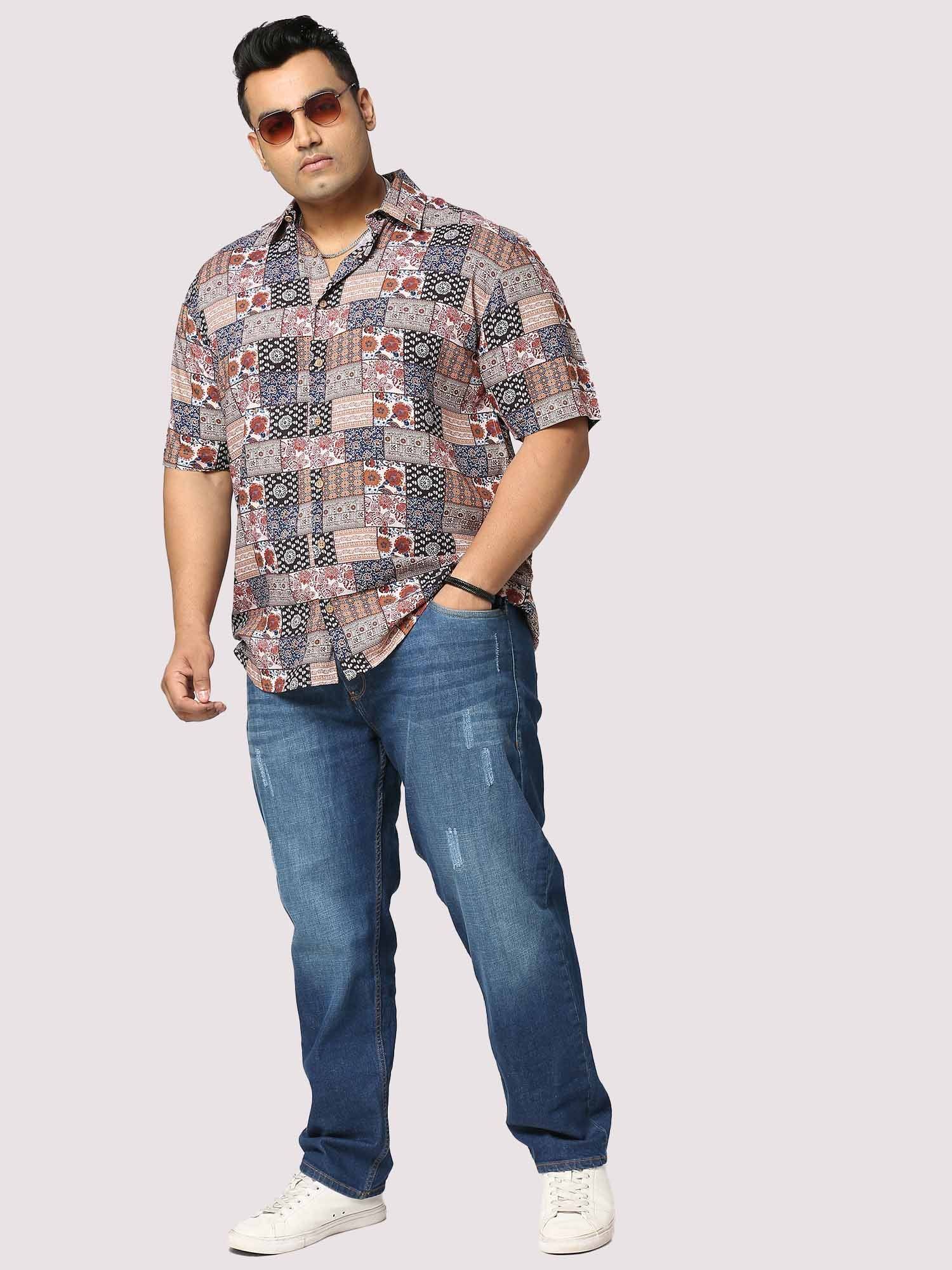 Harmony Digital Printed Half Shirt Men's Plus Size - Guniaa Fashions