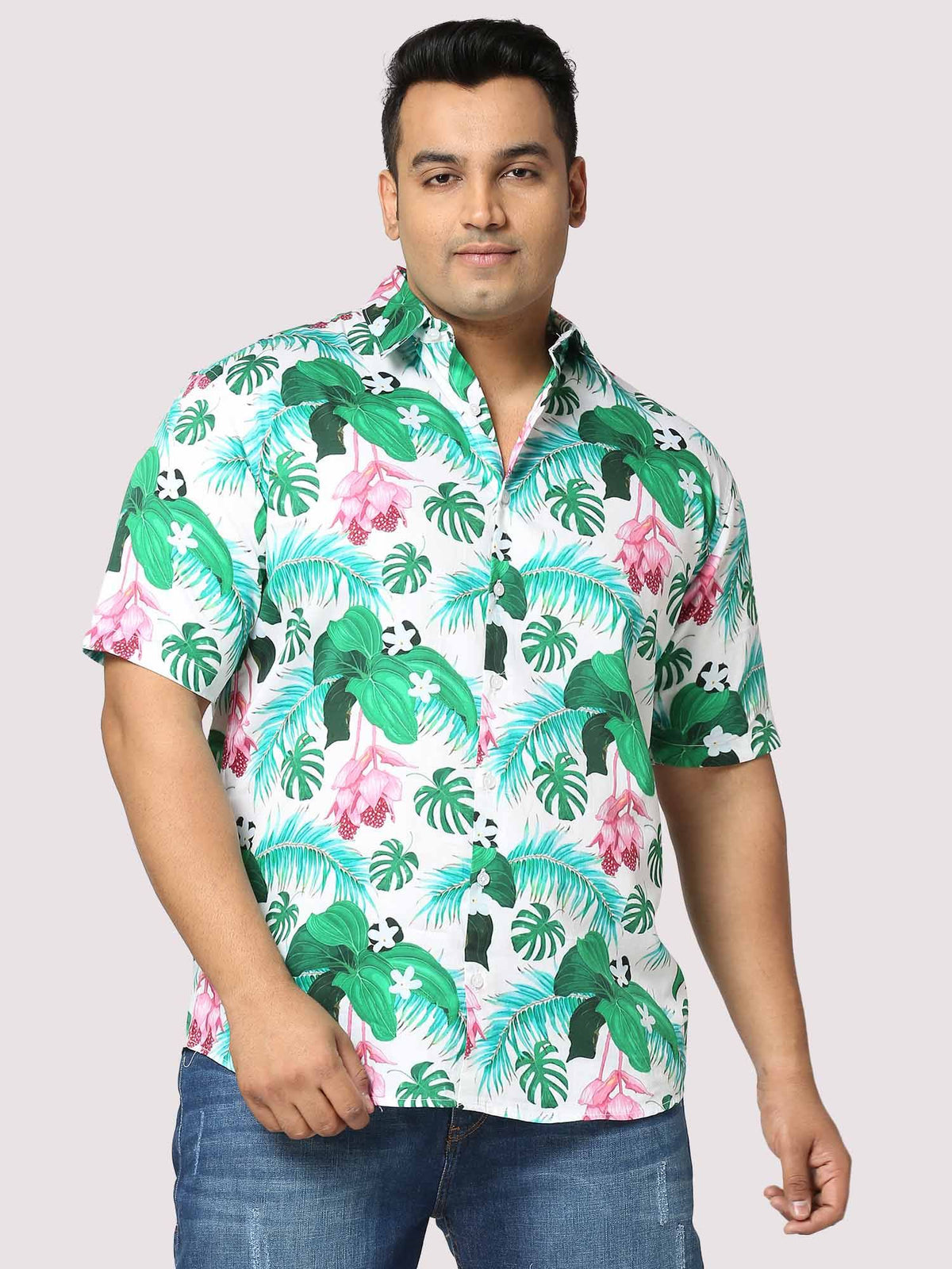 Hawaii Digital Printed Half Shirt Men's Plus Size - Guniaa Fashions