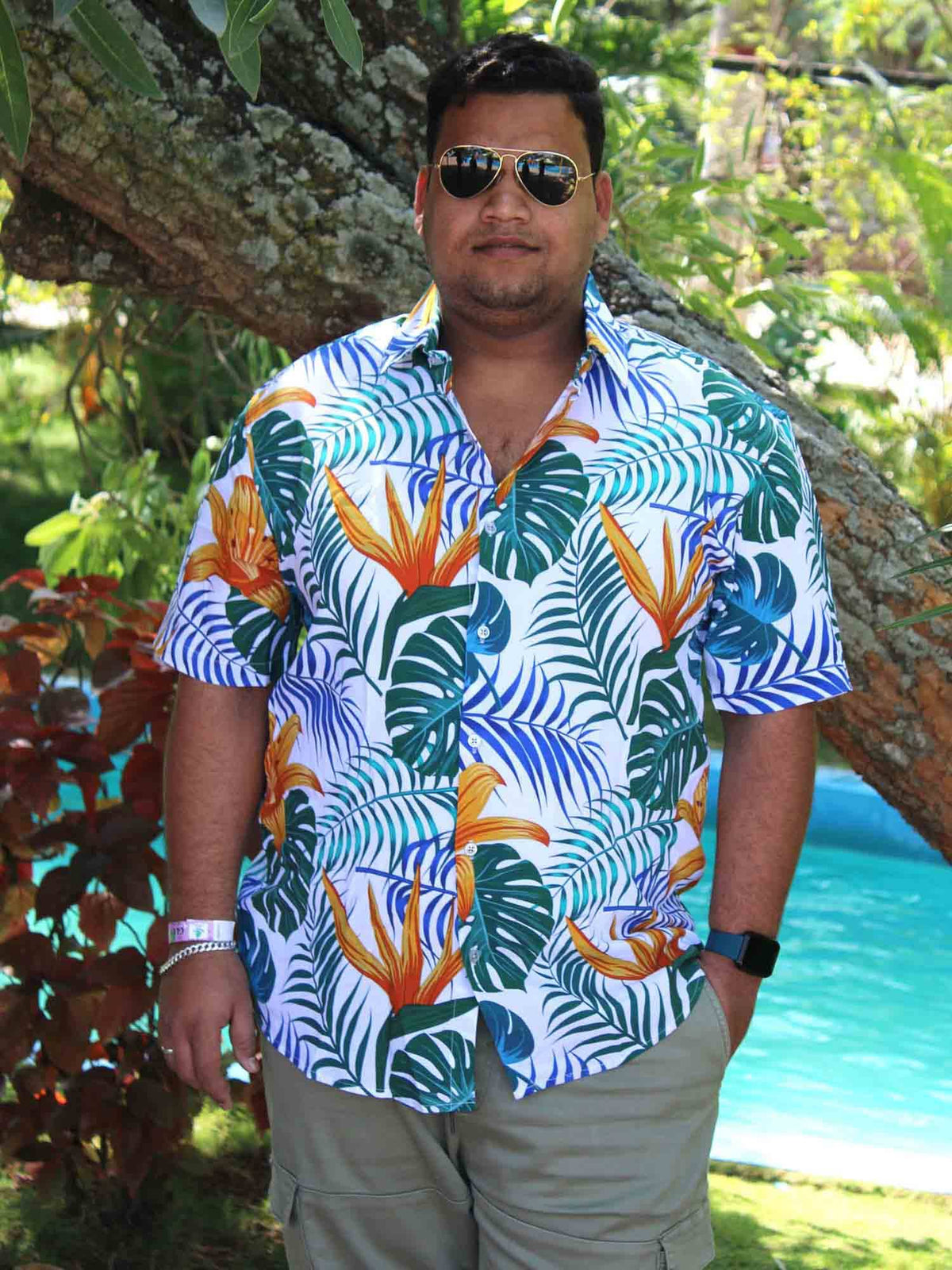 Hawaiian Floral Digital Printed Half Shirt Men's Plus Size - Guniaa Fashions