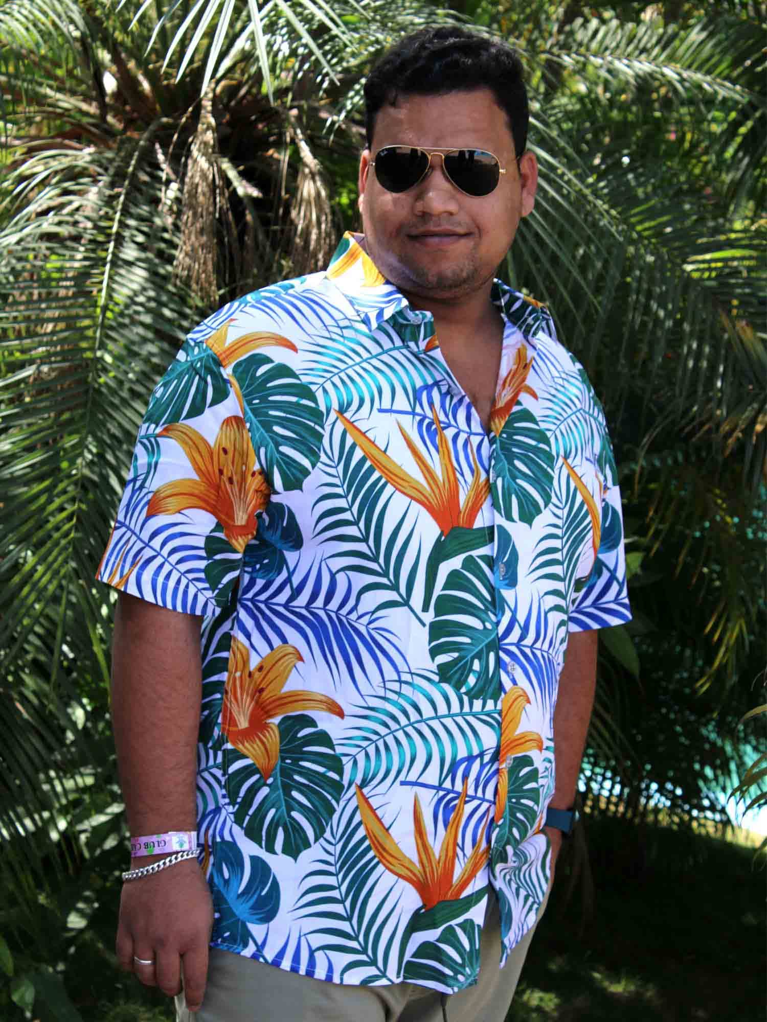 Hawaiian Floral Digital Printed Half Shirt Men's Plus Size - Guniaa Fashions